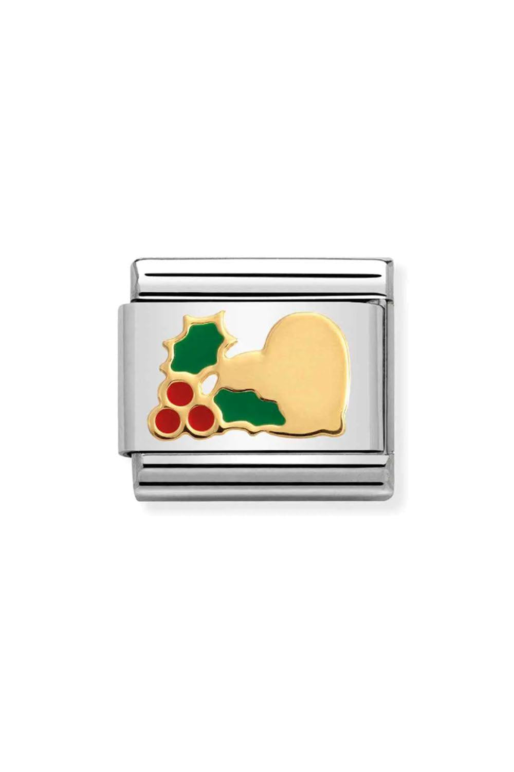 Christmas symbols 18k Gold & enamel Heart with holly