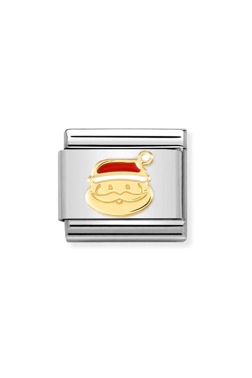Christmas symbols 18k Gold & enamel face of santa Claus