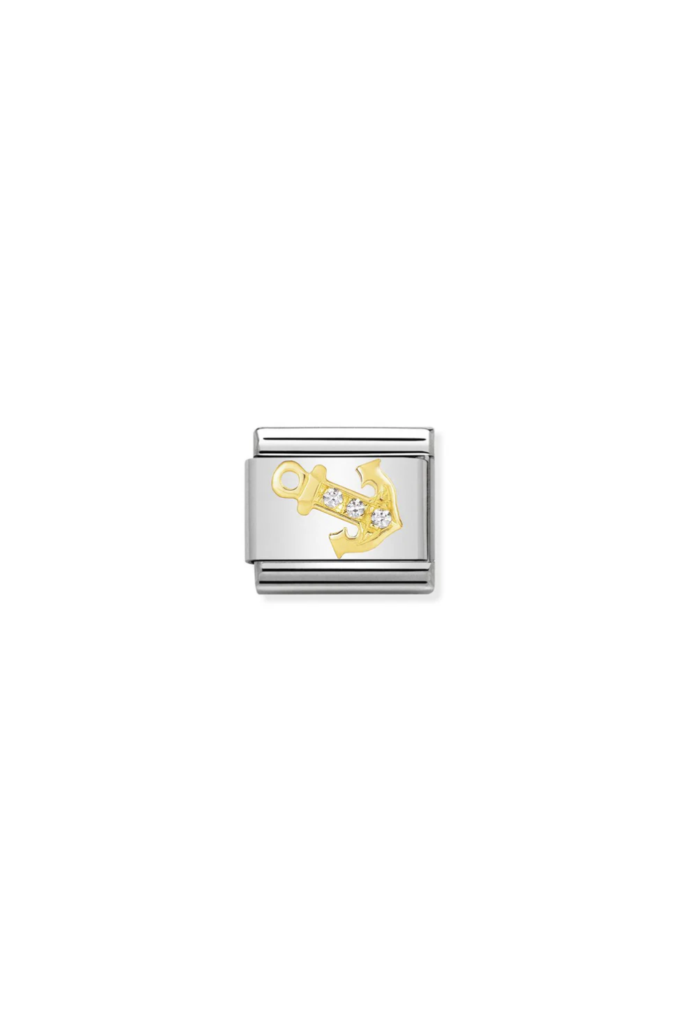 Classic Sports 18k Gold & CZ White Anchor