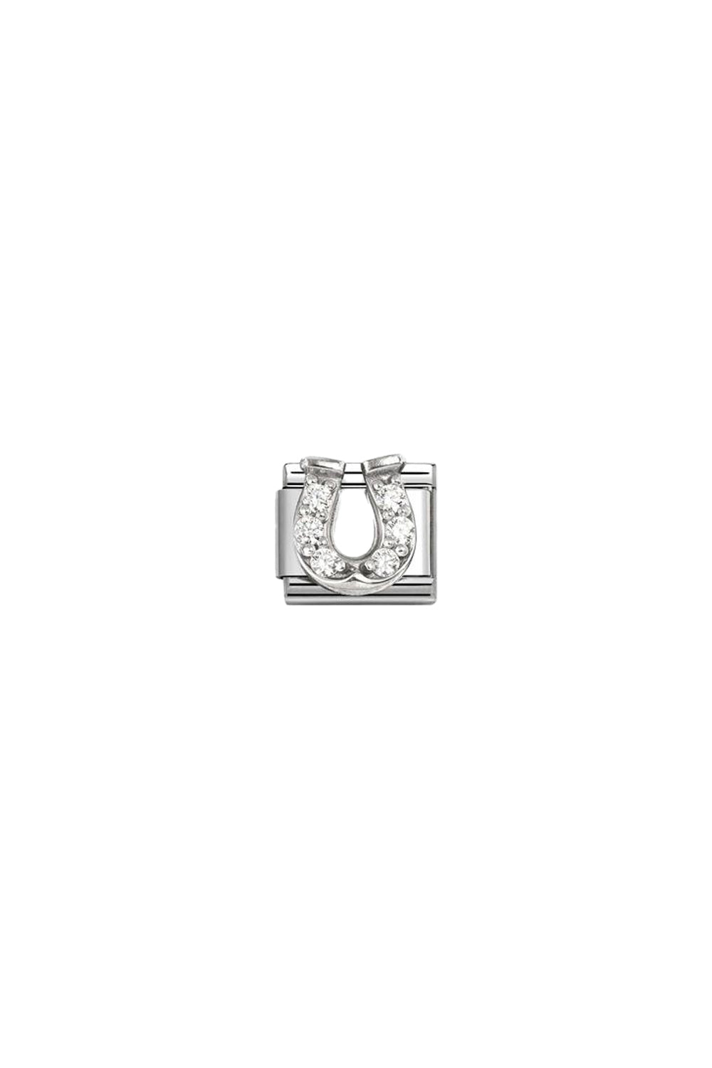 Classic Stainless Steel 925 sterling Silver with CZ White Horseshoe