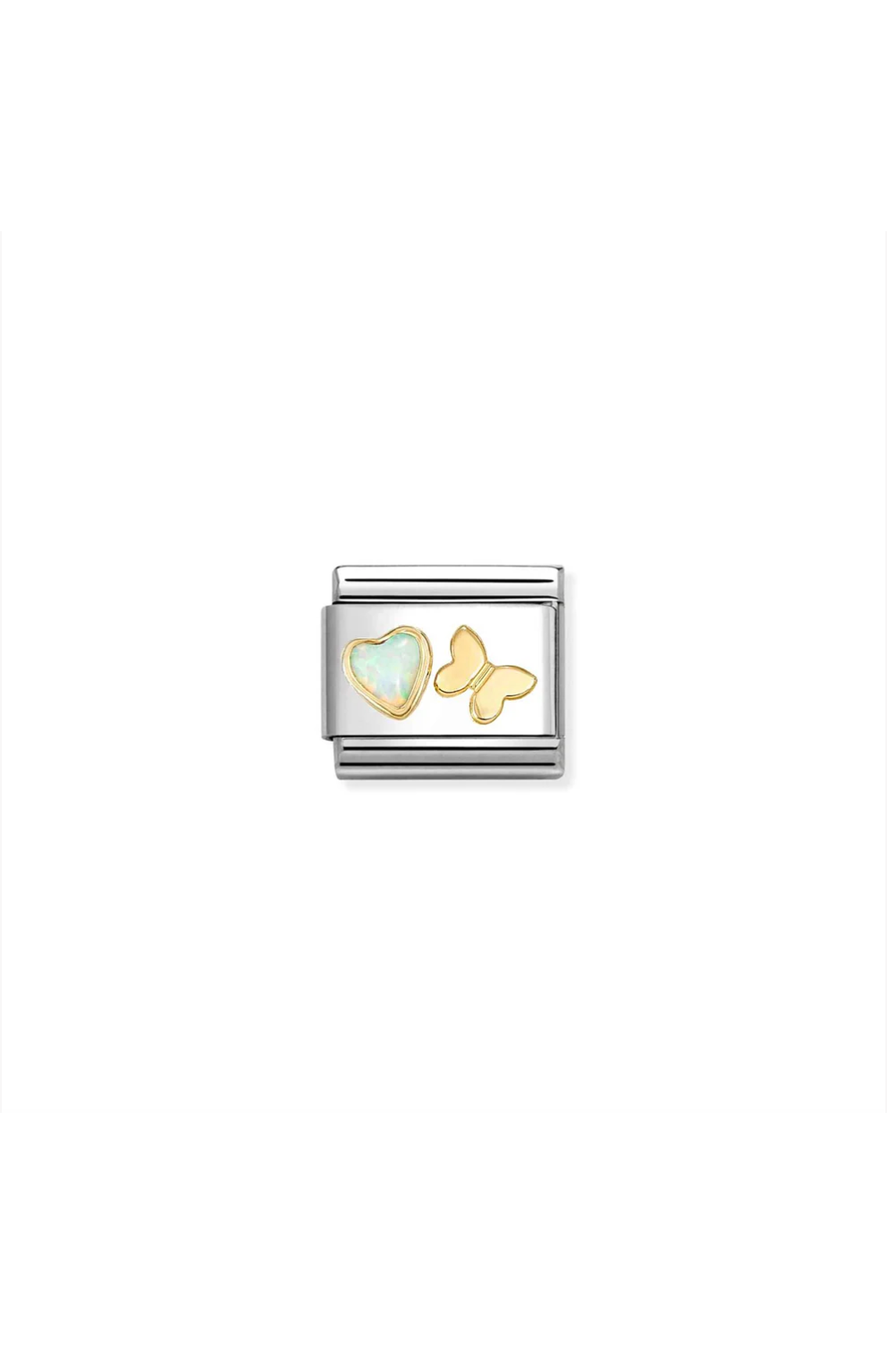 Classic Stones 18k Gold White Opal With Butterfly