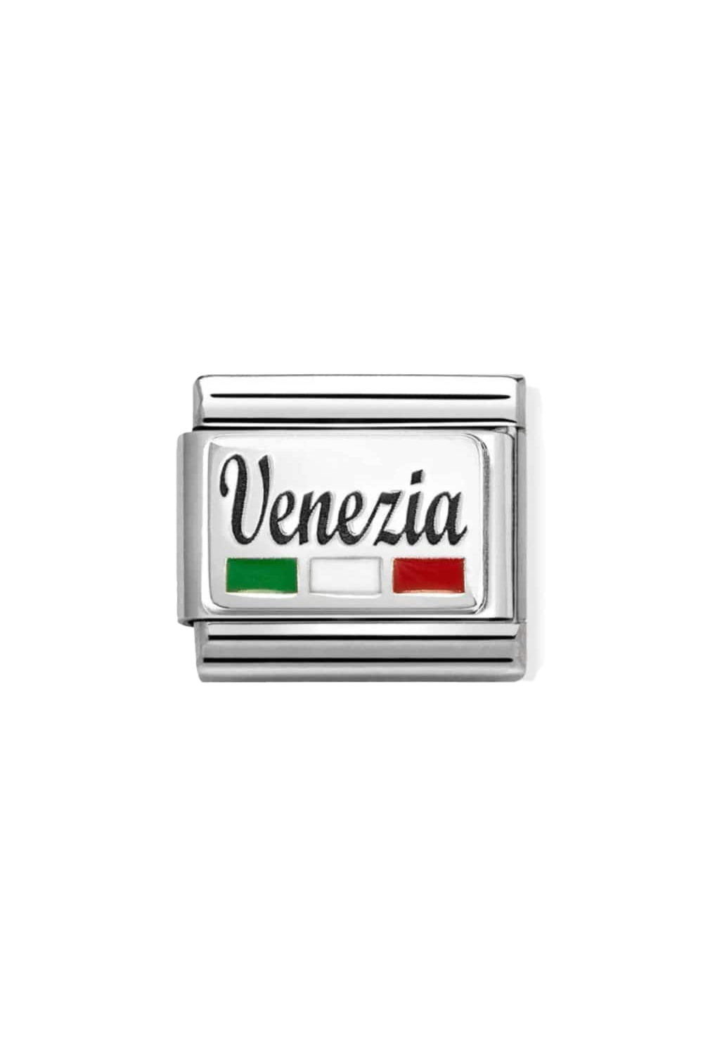 Classic Symbol 925 Sterling Silver & Enamel Venezia With Flag