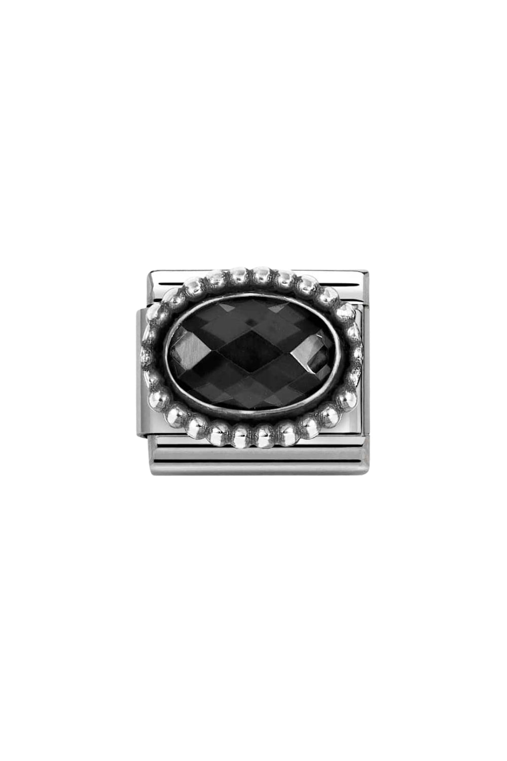 Classic Symbols Oxidized 925 Silver Oval Beaded Rich Setting green