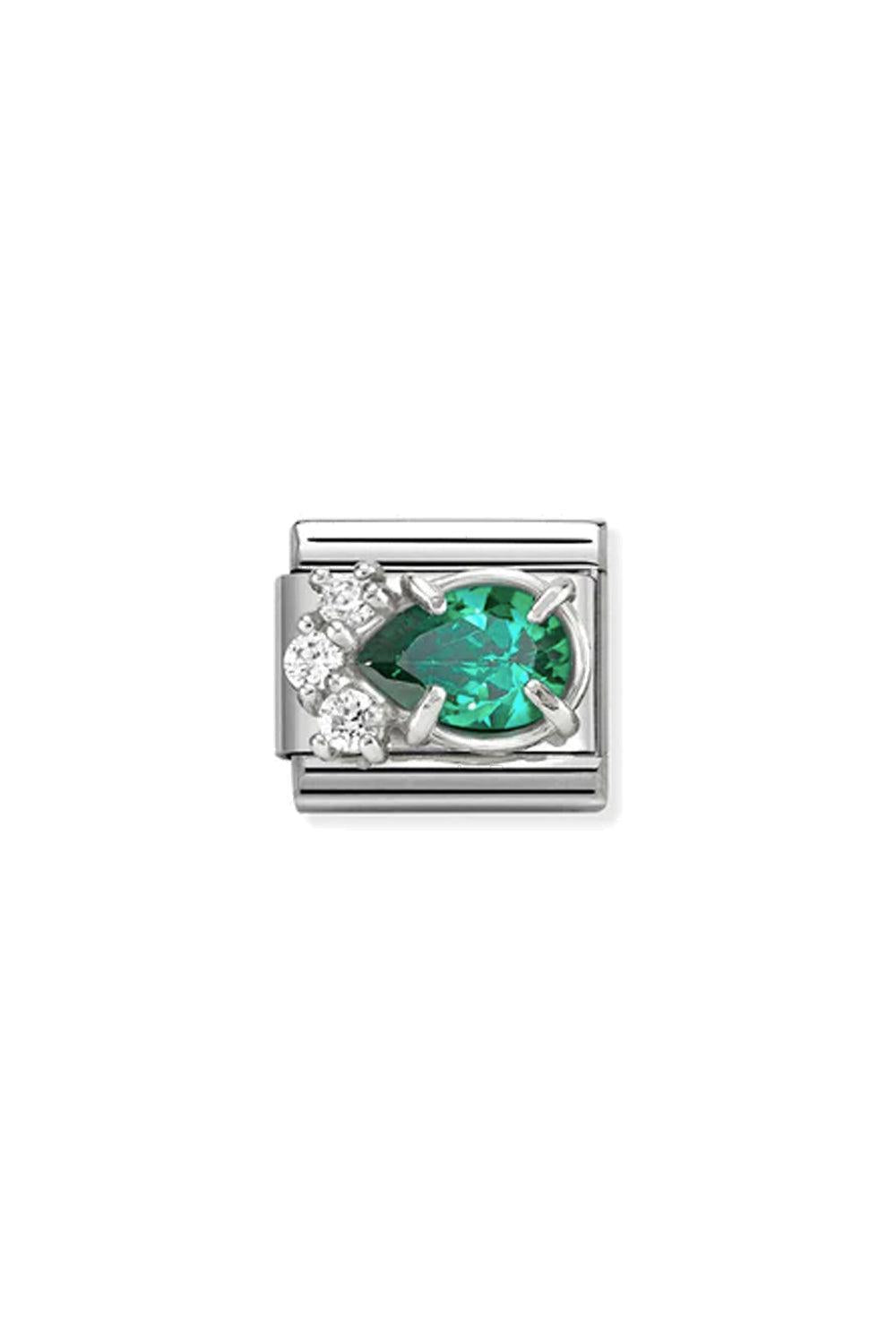 Classic cz & 925 Sterling Silver Green Drop