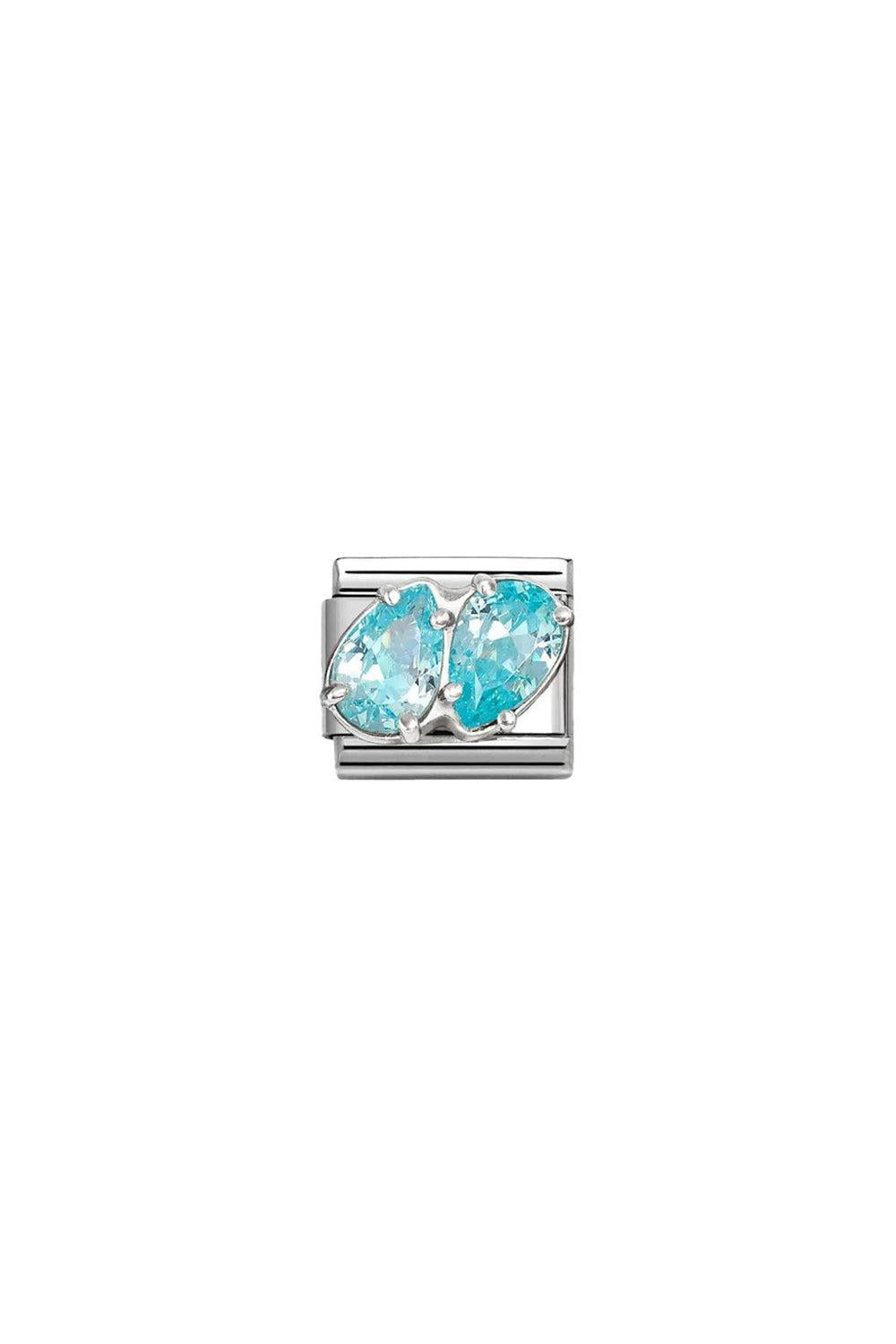Classic cz & 925 Sterling Silver Light Blue Double Drops