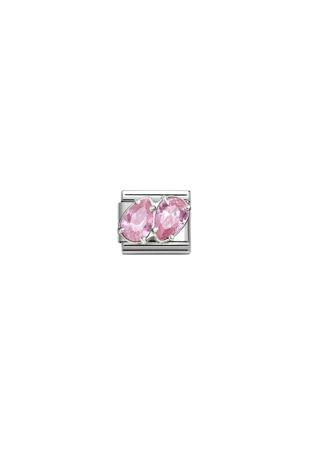 Classic cz & 925 Sterling Silver Pink Double Drops