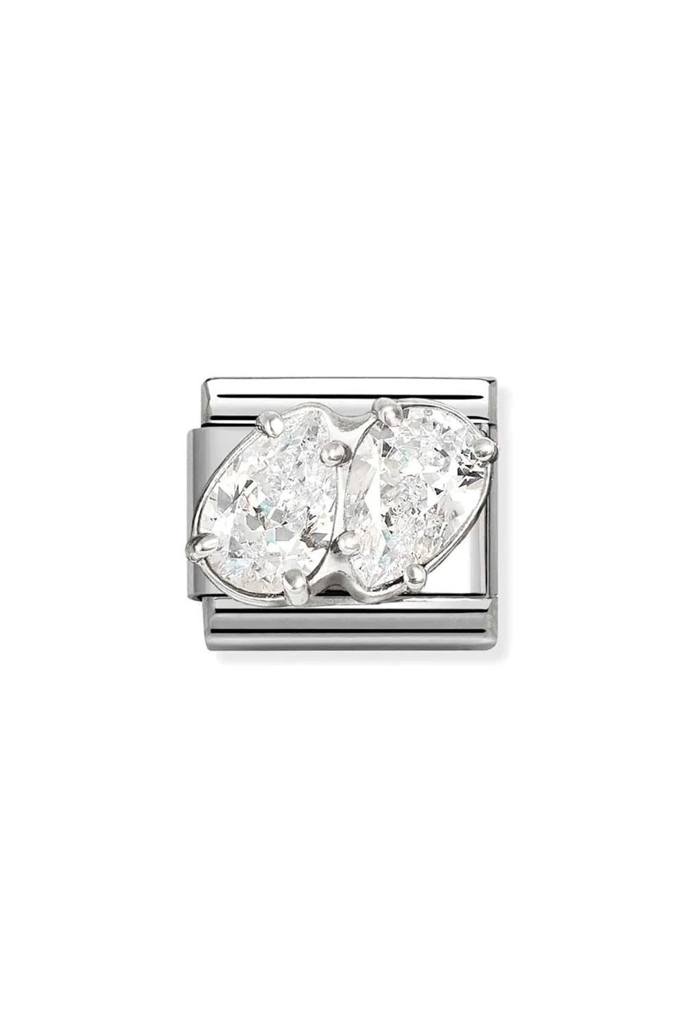 Classic cz & 925 Sterling Silver White Double Drops