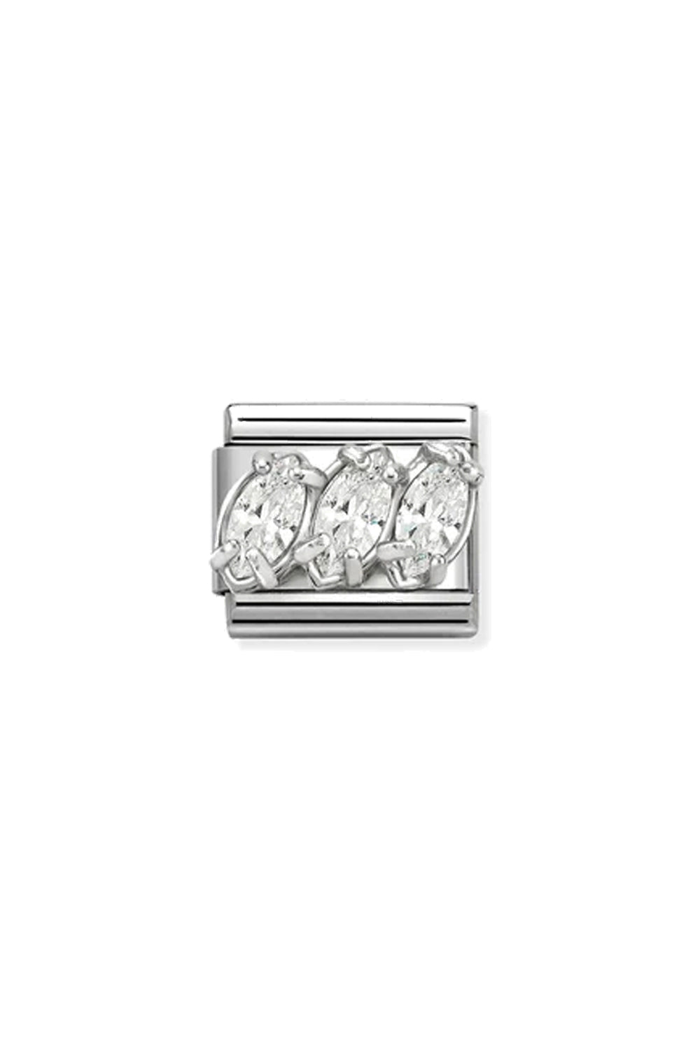 Classic cz & 925 Sterling Silver White Trilogy