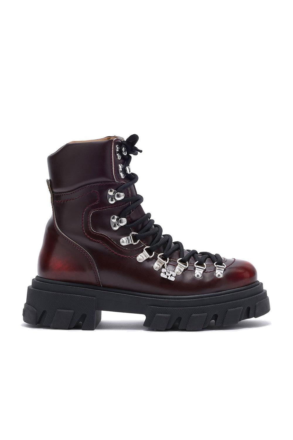 Cleated mountain boot black/dark burgundy