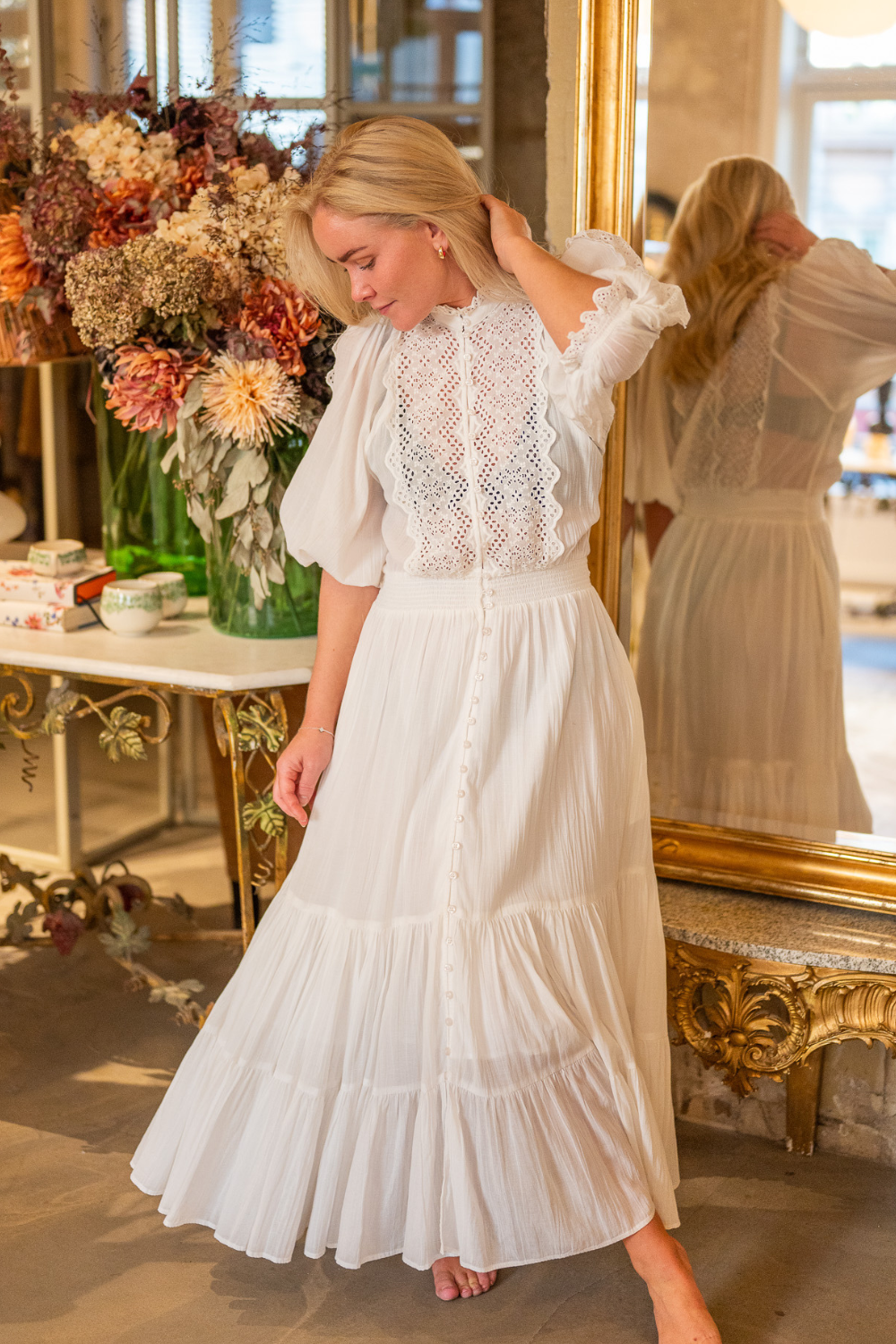 Cotton Slub Maxi Dress Perfect White