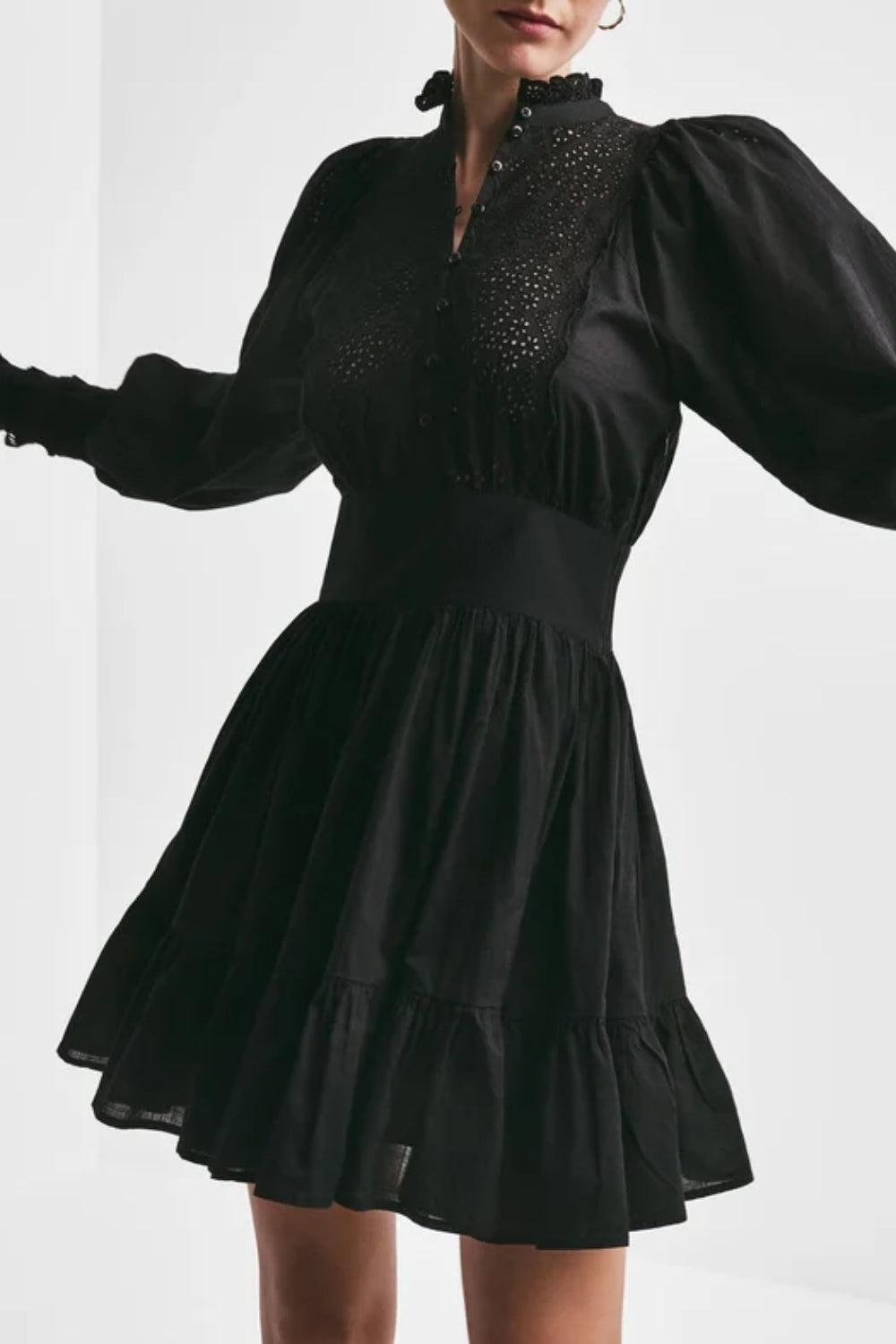 Cotton Slub Mini Dress Black