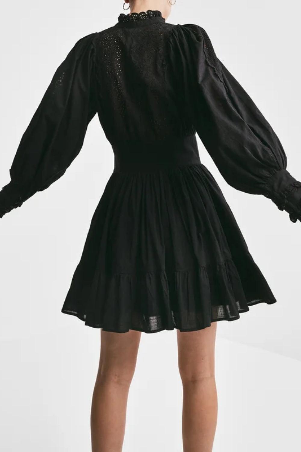 Cotton Slub Mini Dress Black