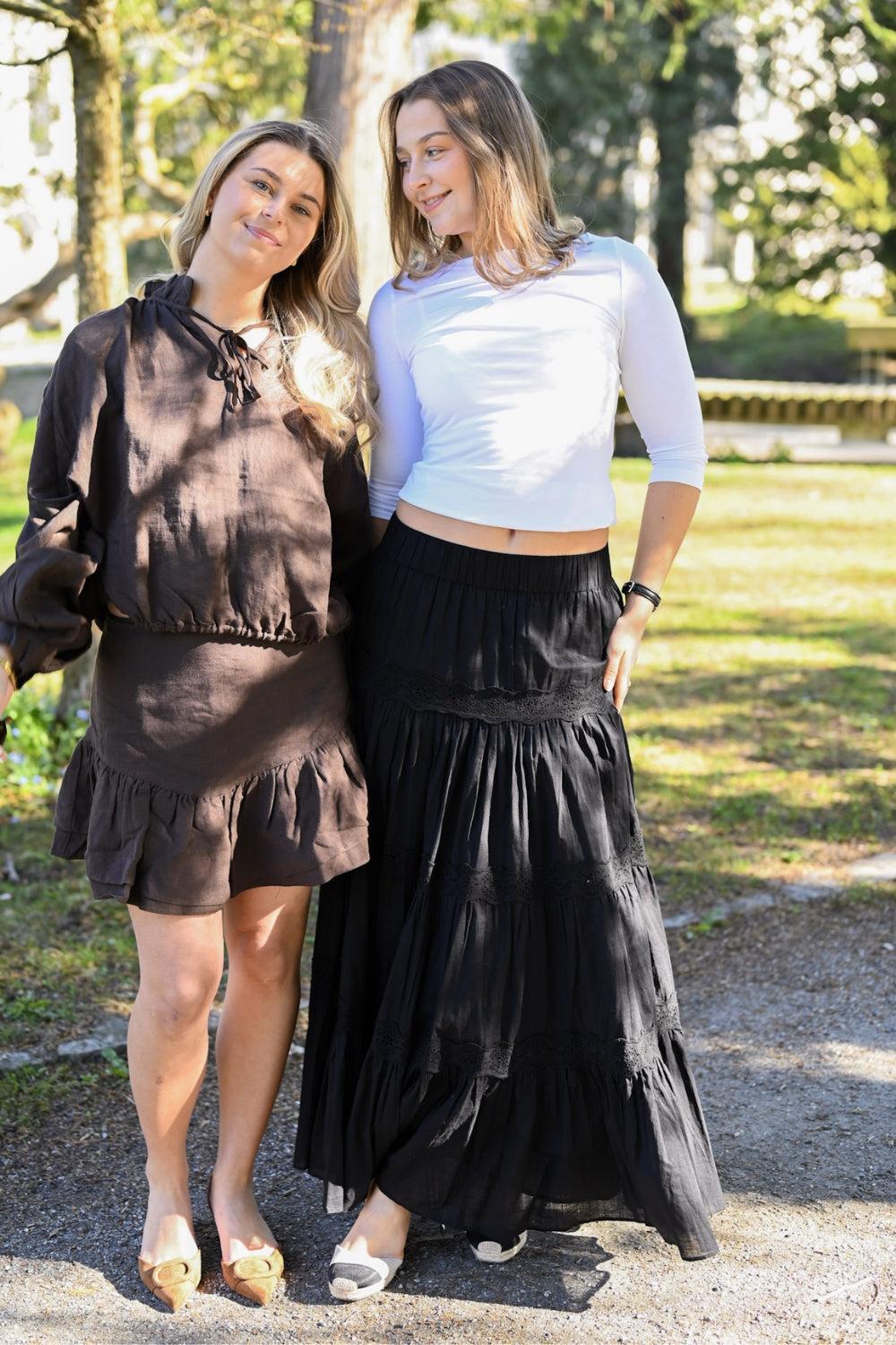 Cotton Slub Skirt Black