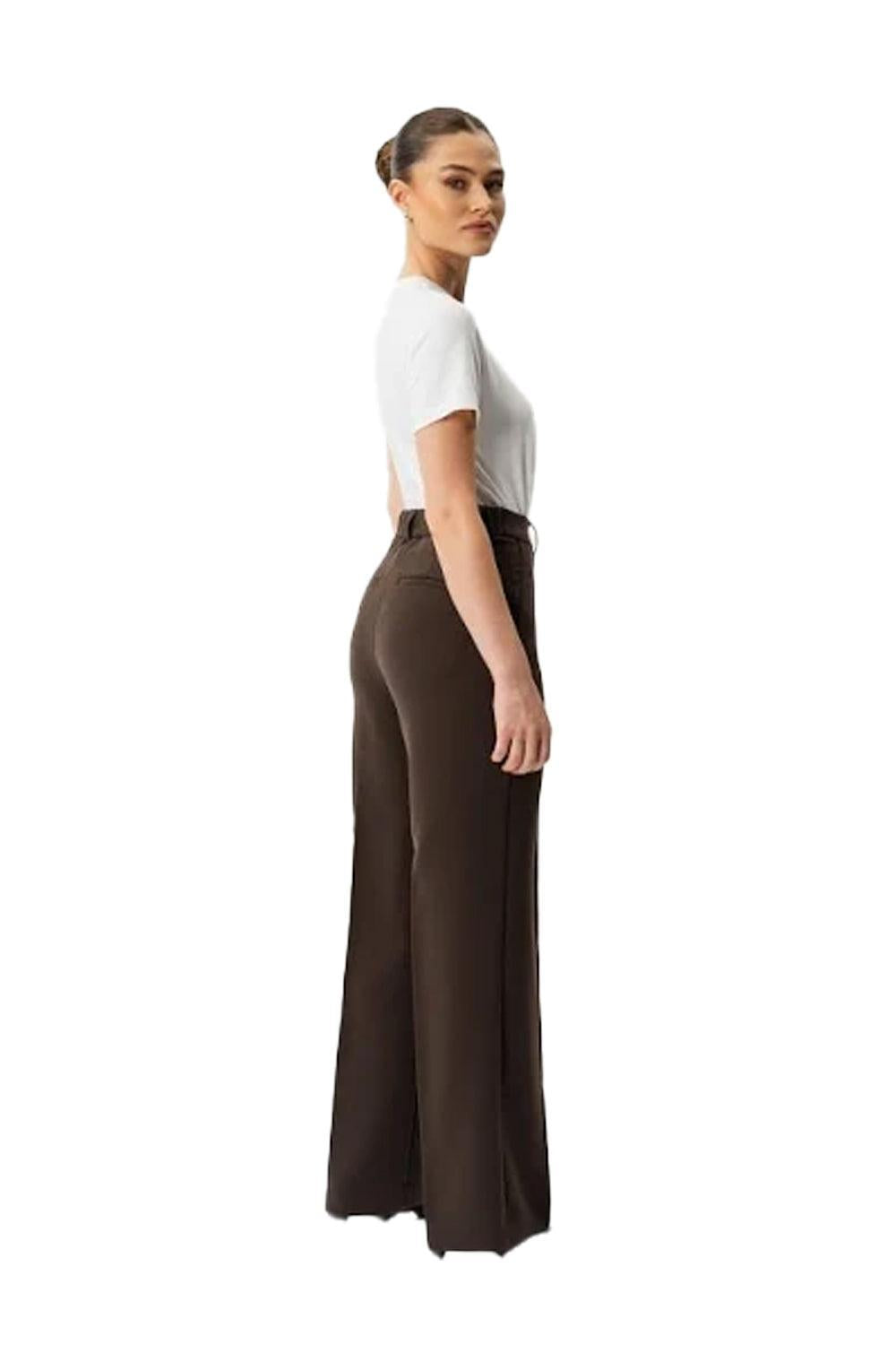 Crepe relaxed trouser dark brown 30"