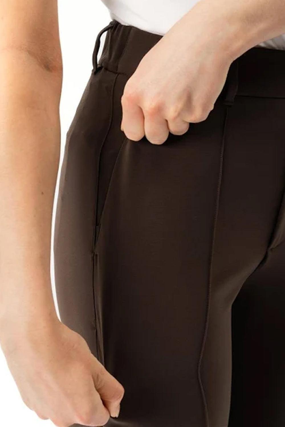 Crepe relaxed trouser dark brown 32"