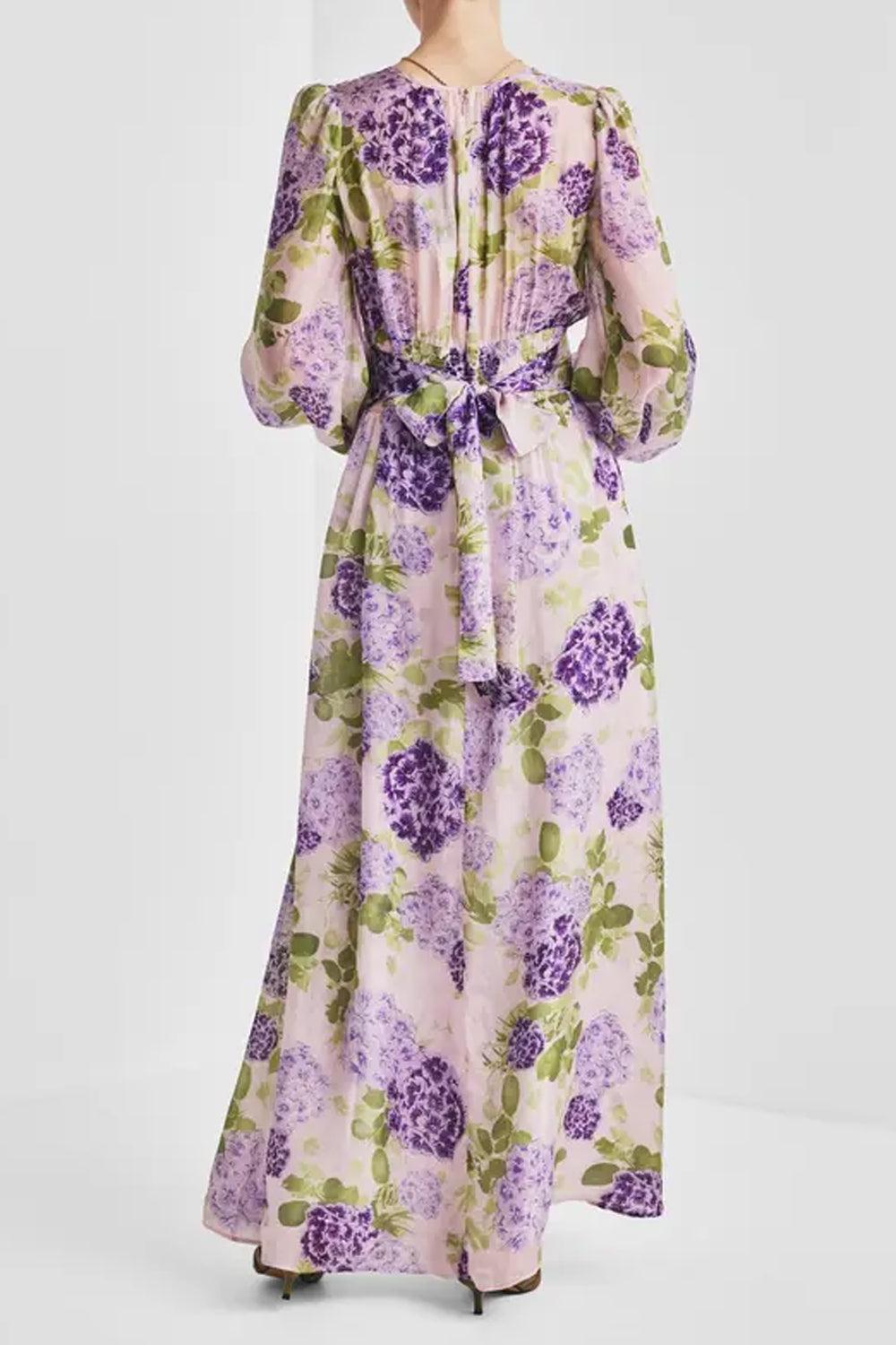 Cupro Tieband Gown Purple Flowerfield