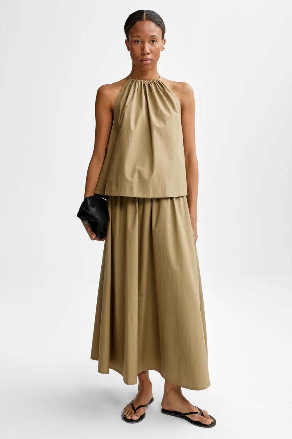 Daija Poplin Skirt Wood