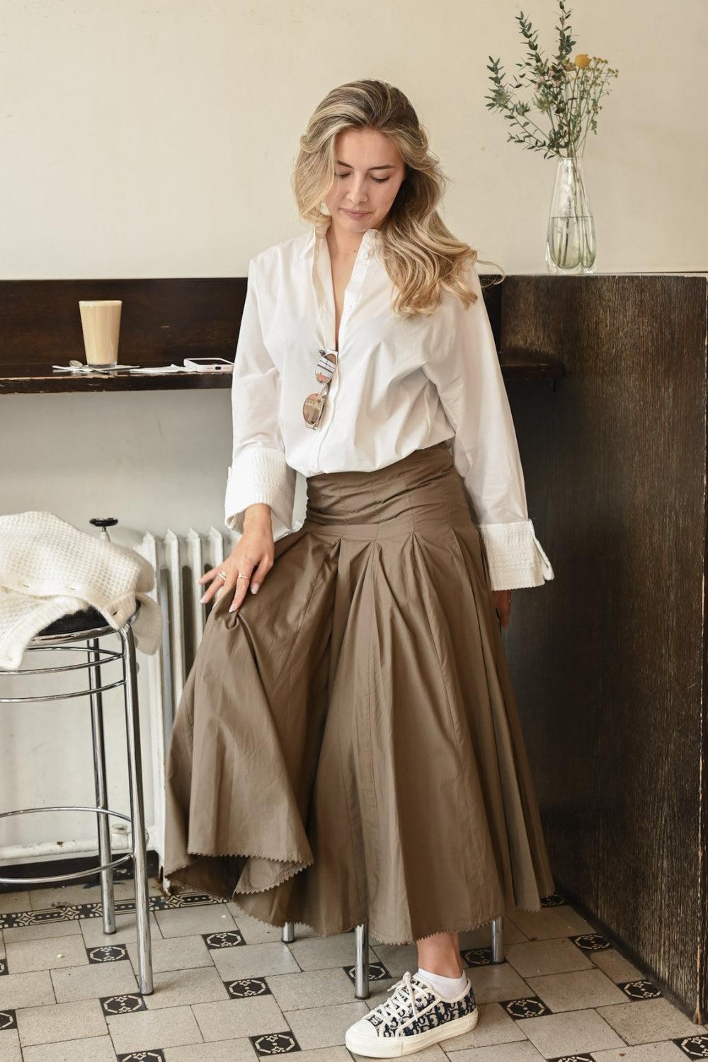 Dasha Poplin Skirt Brown