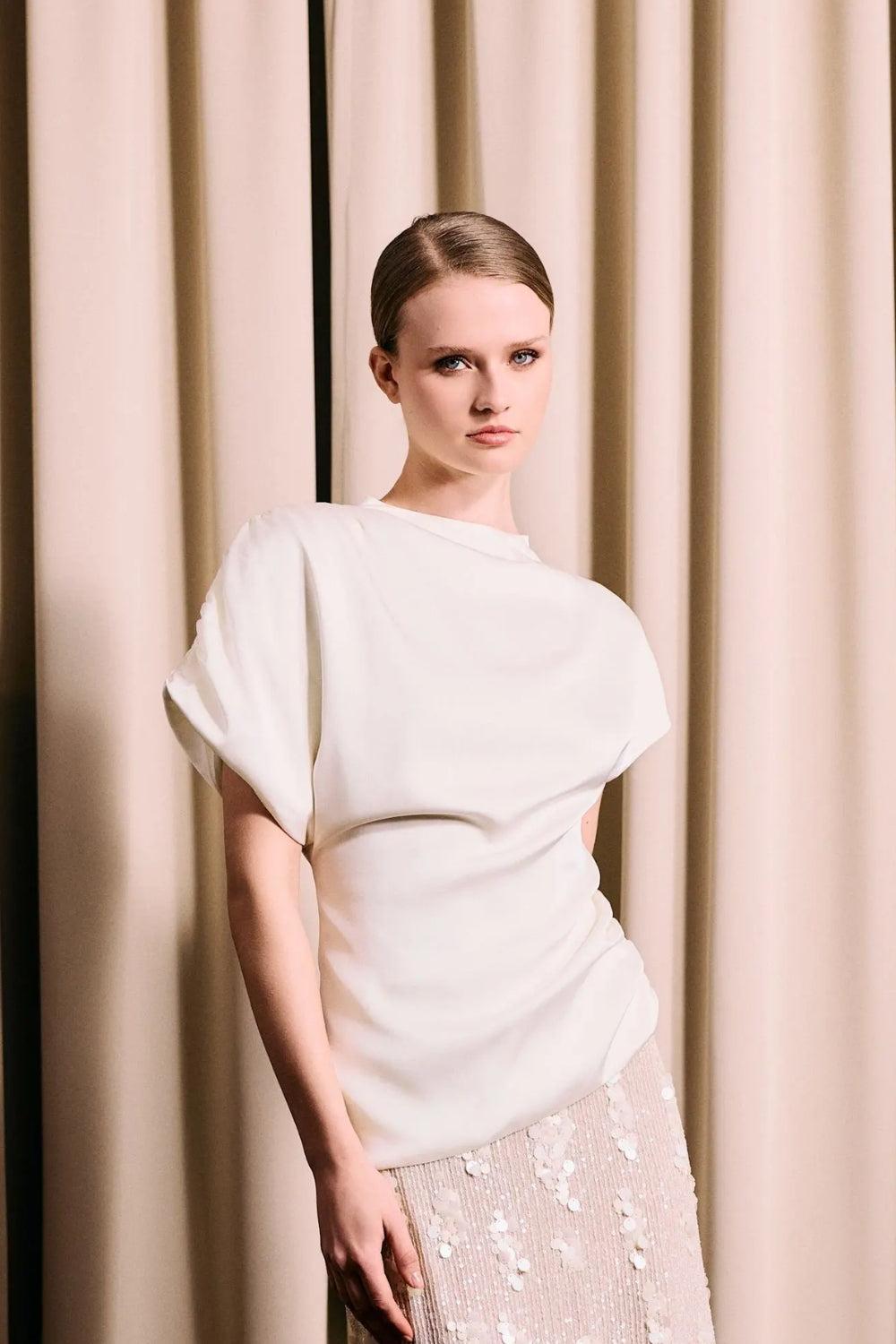 Demi Top Pearl White
