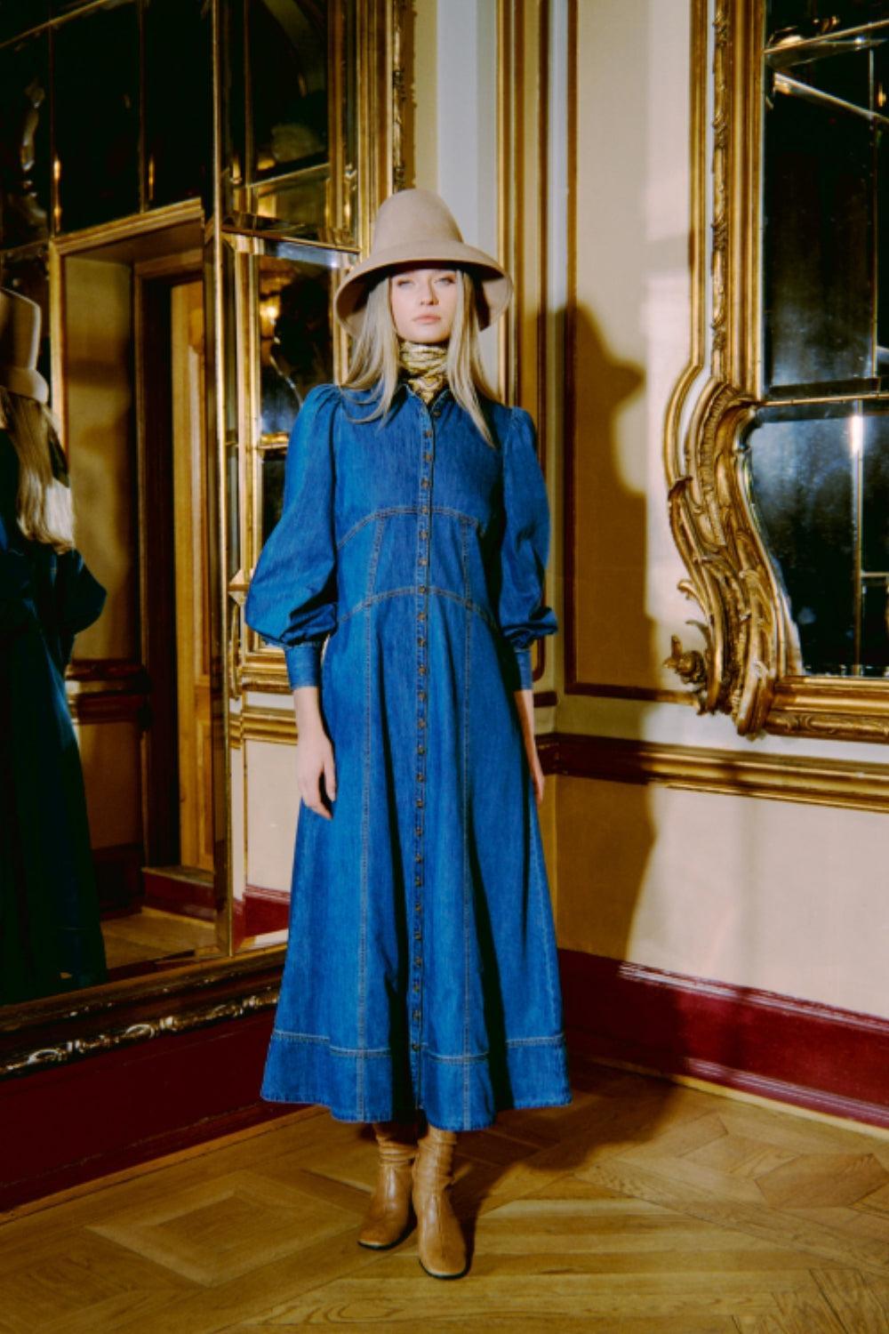 Denim Button-Down Dress French Blue