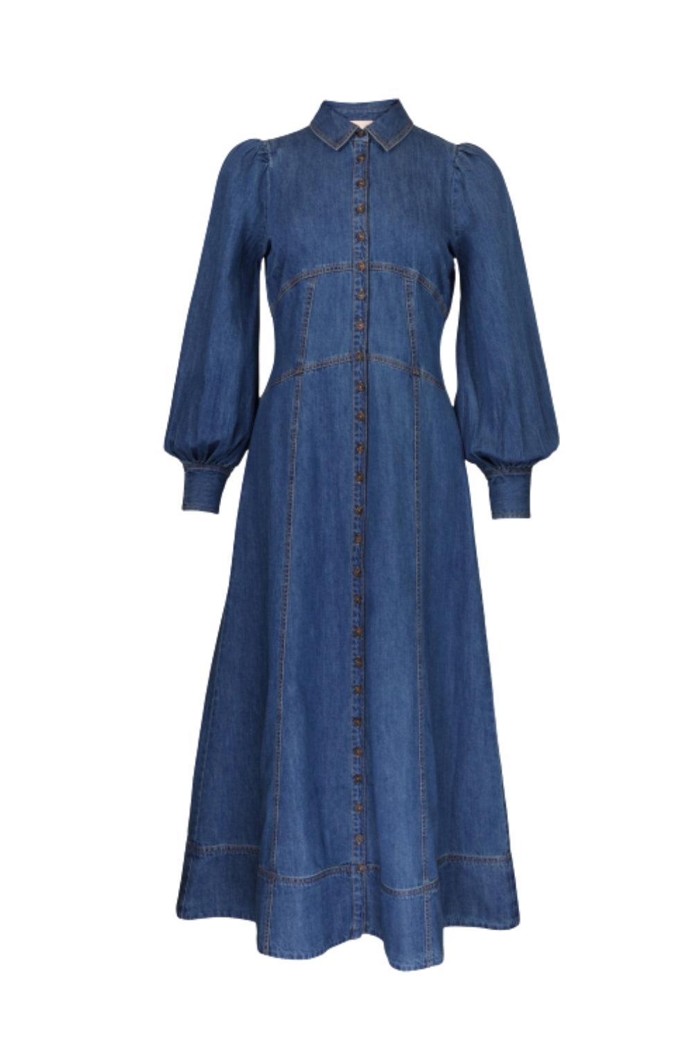 Denim Button-Down Dress French Blue