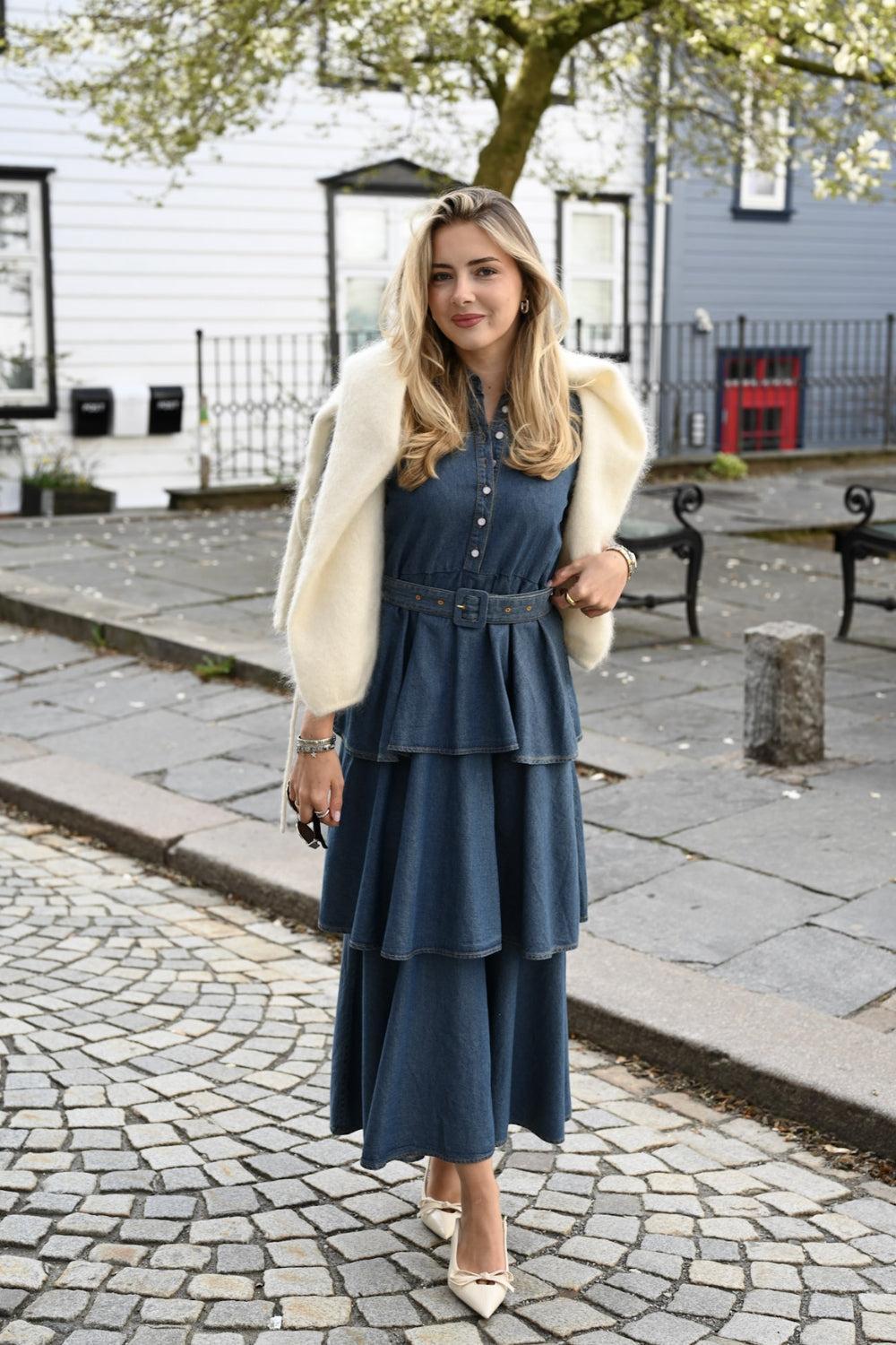 Denim Shirt Dress Dark Blue