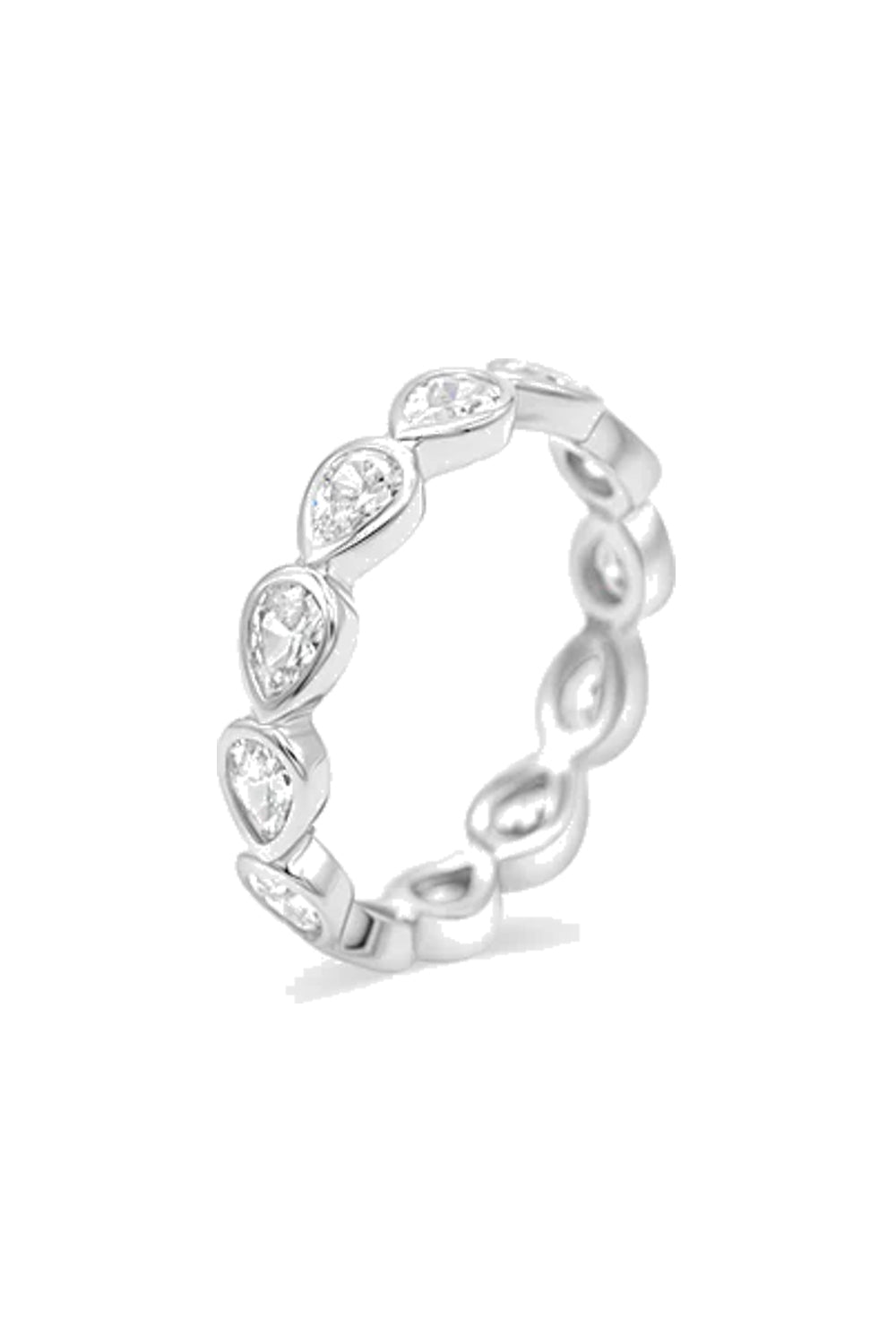 Diamond Band Ring Drop Silver