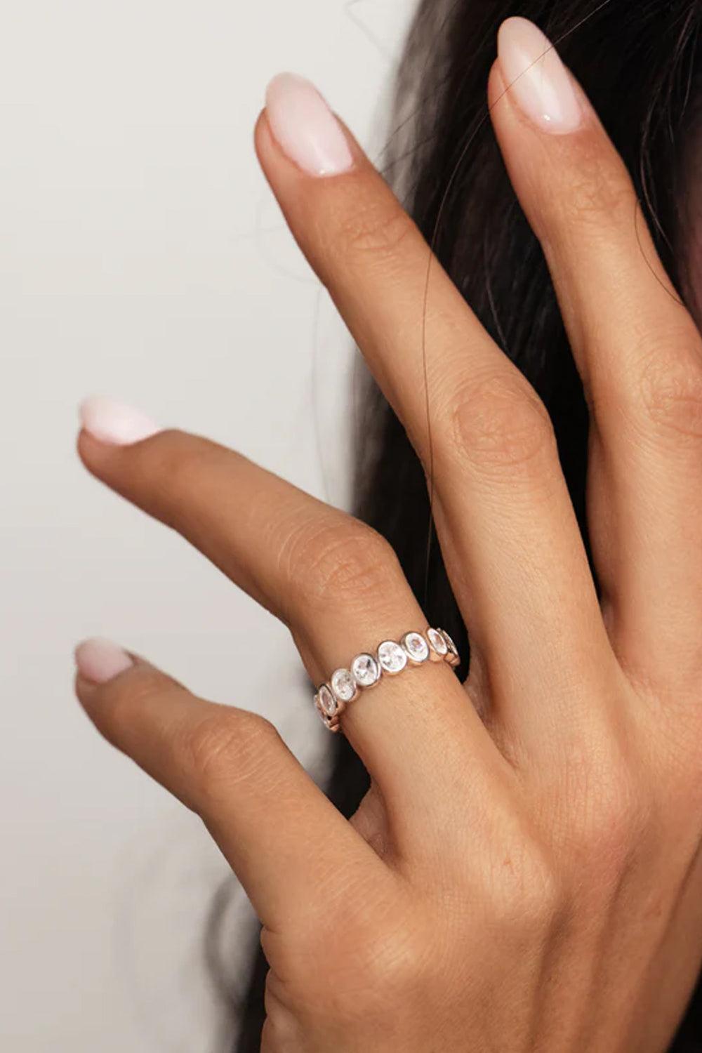 Diamond Band Ring Oval Silver