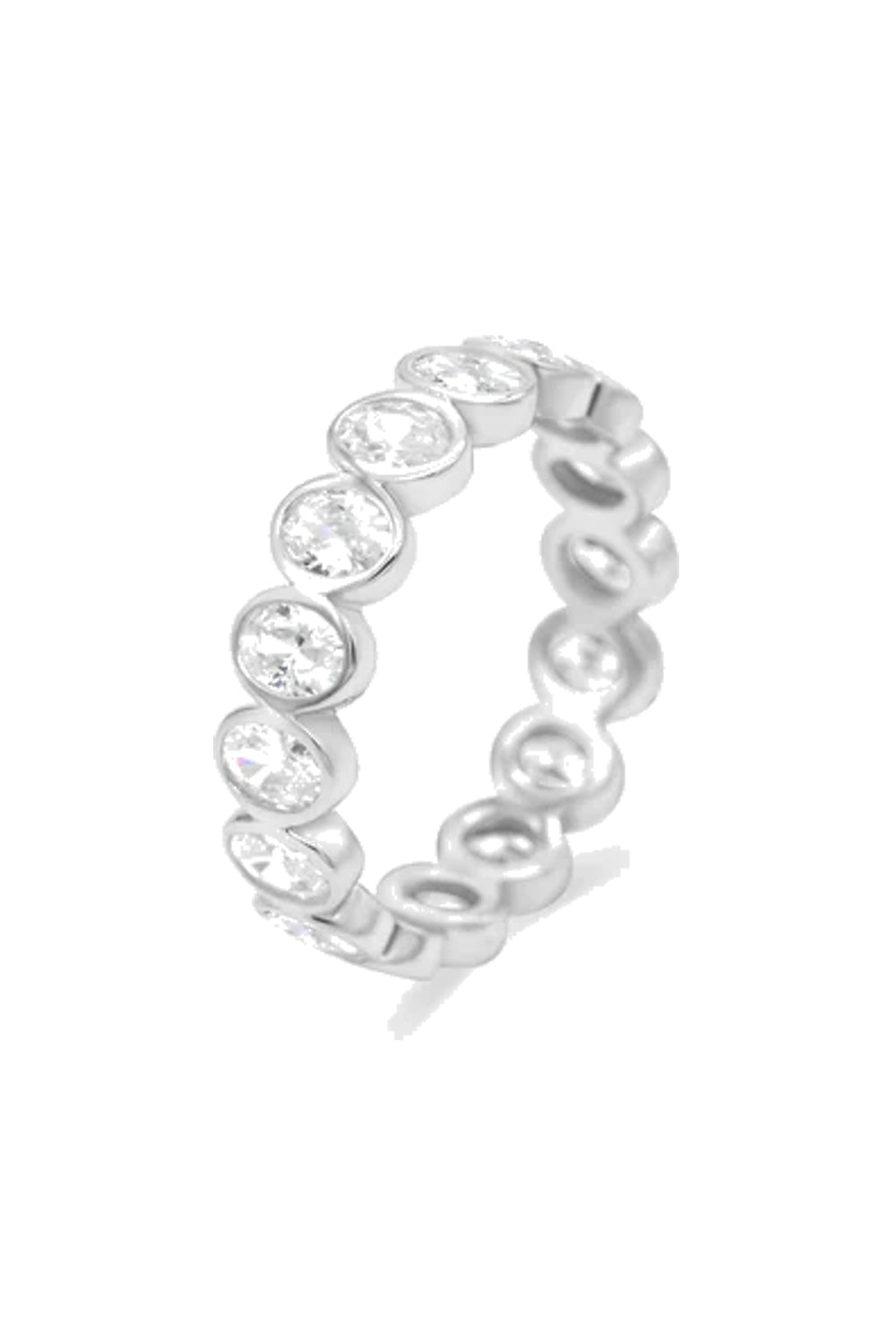 Diamond Band Ring Oval Silver