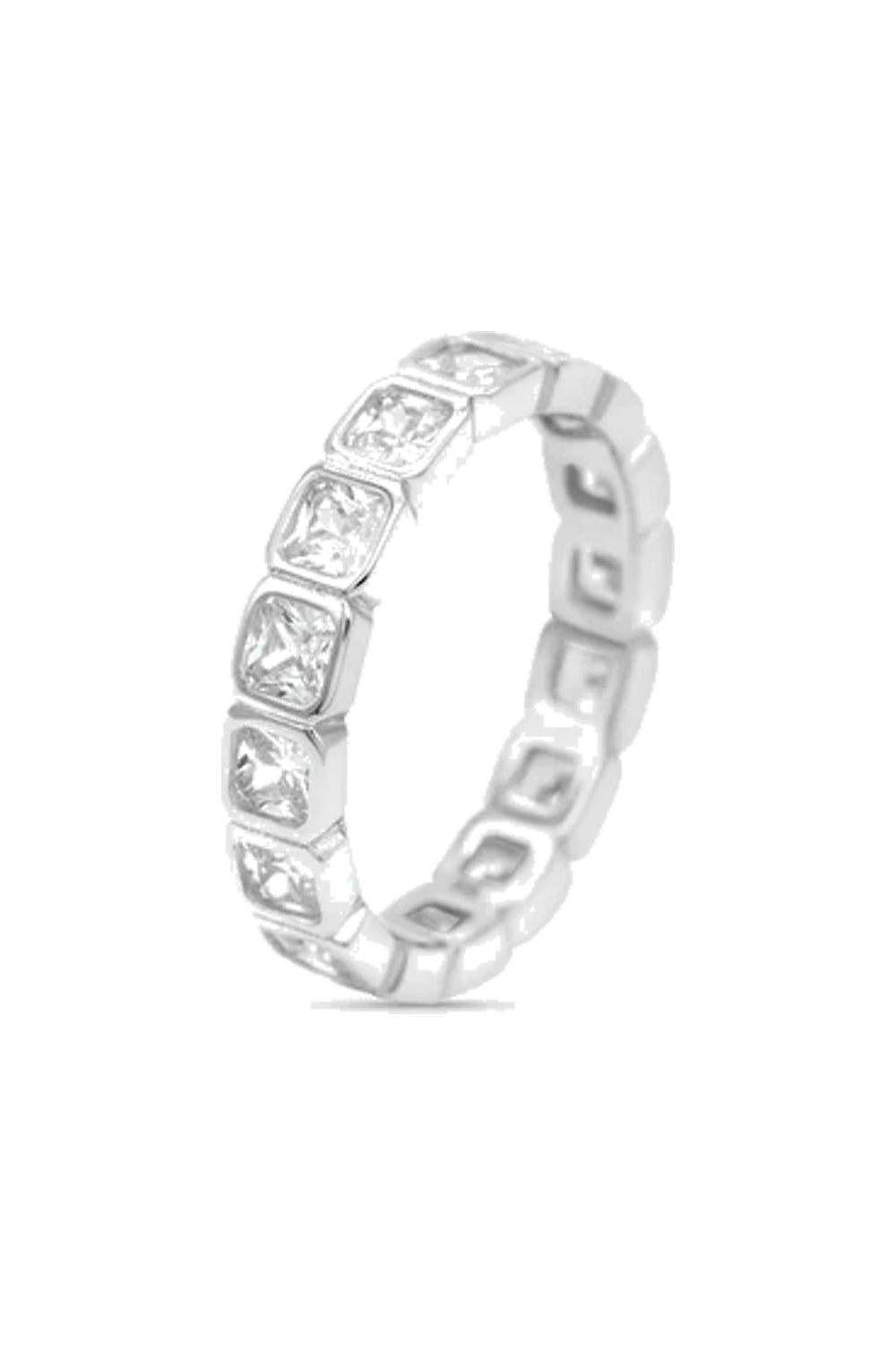 Diamond Band Ring Square Silver