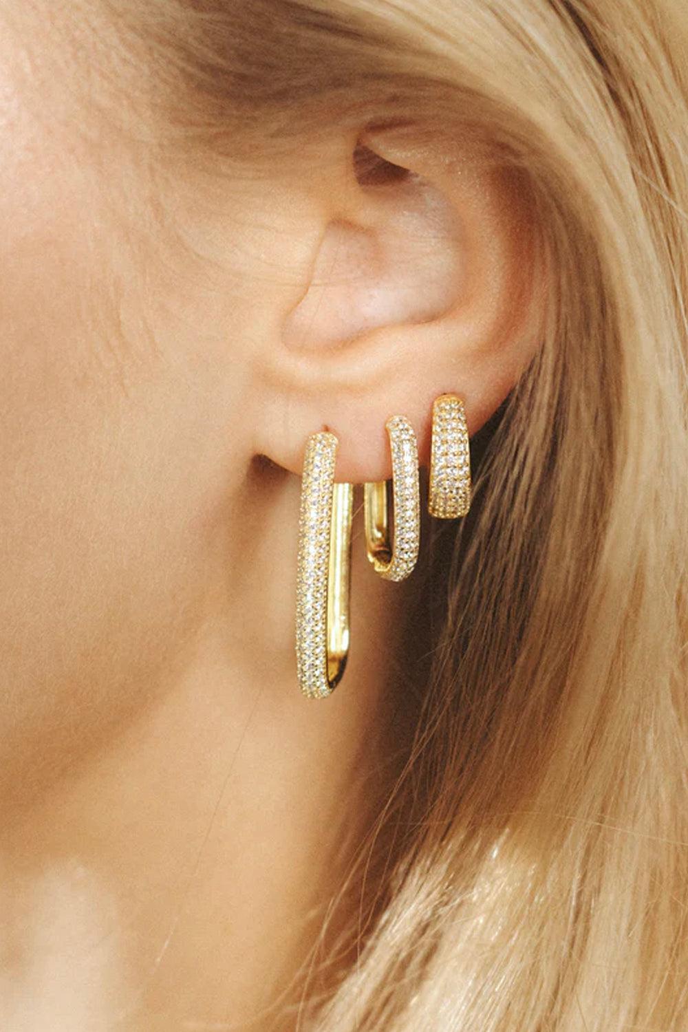 Diamond Edge Hoops Gold