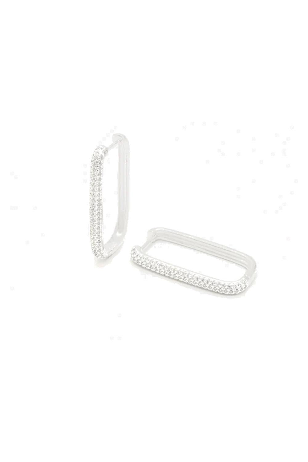 Diamond Edge Hoops Silver
