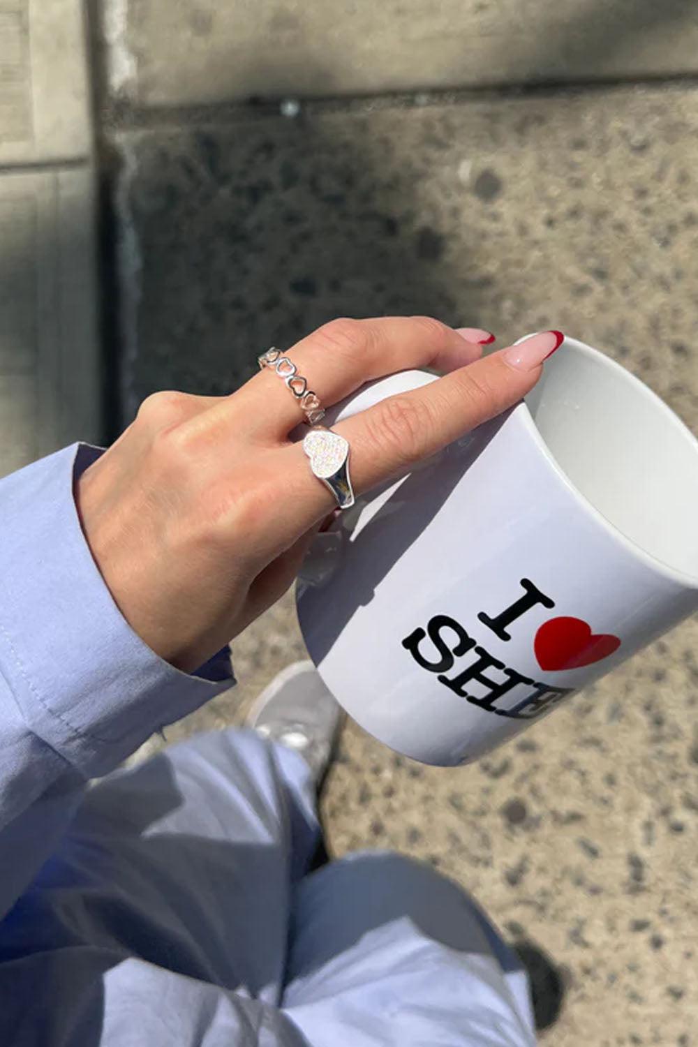 Diamond Love Signet Silver