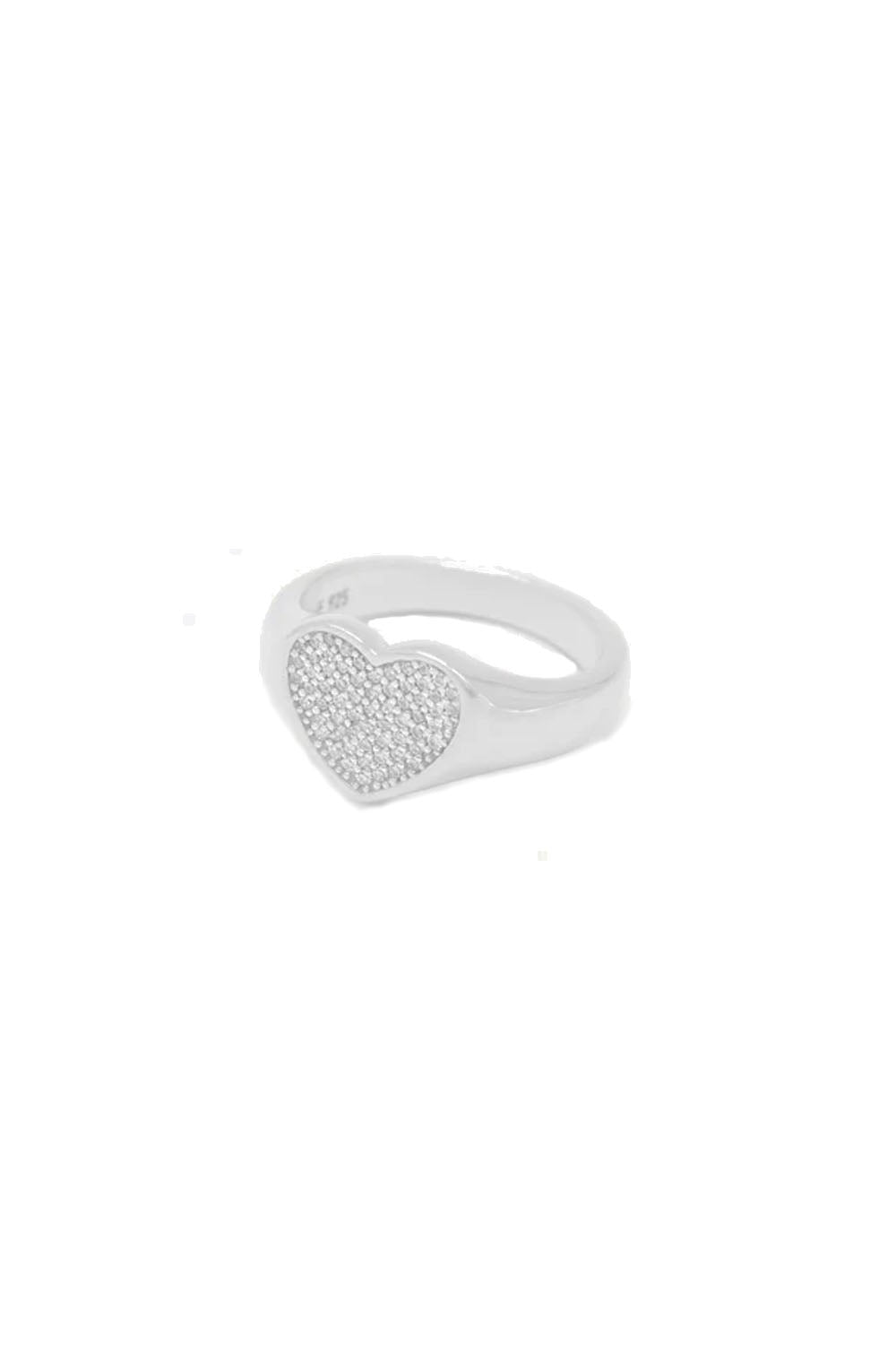 Diamond Love Signet Silver
