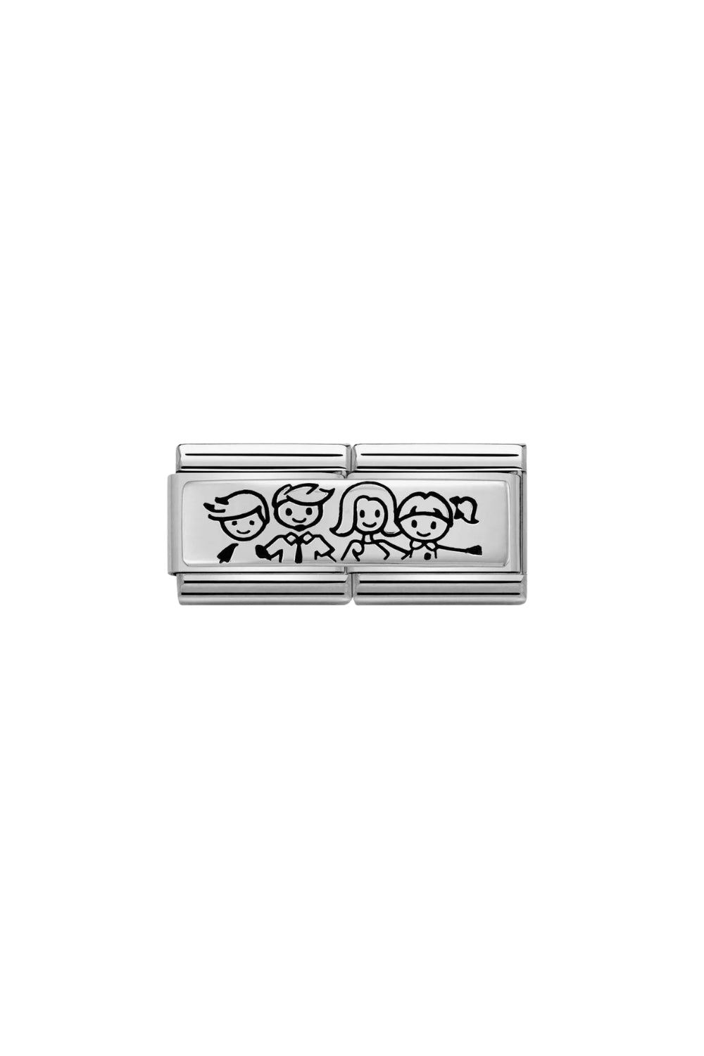 Double Engraved Steel And 925 Sterling Silver Custom Boy And Girl With Family