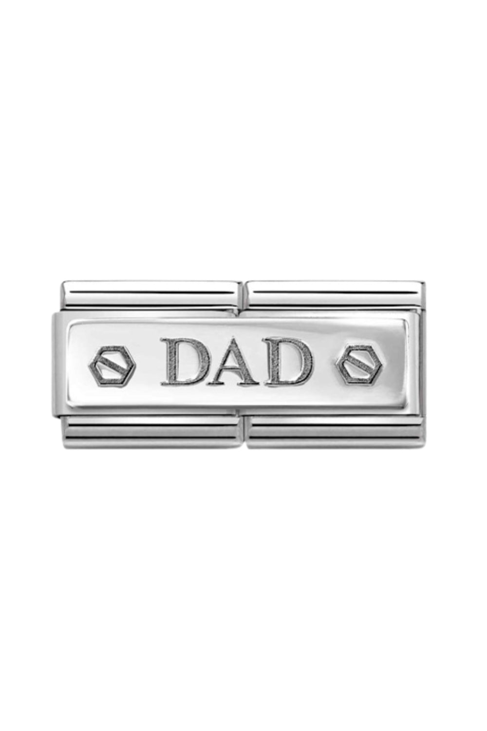 Double Engraved Steel And 925 Sterling silver custom Dad with Hex Screws
