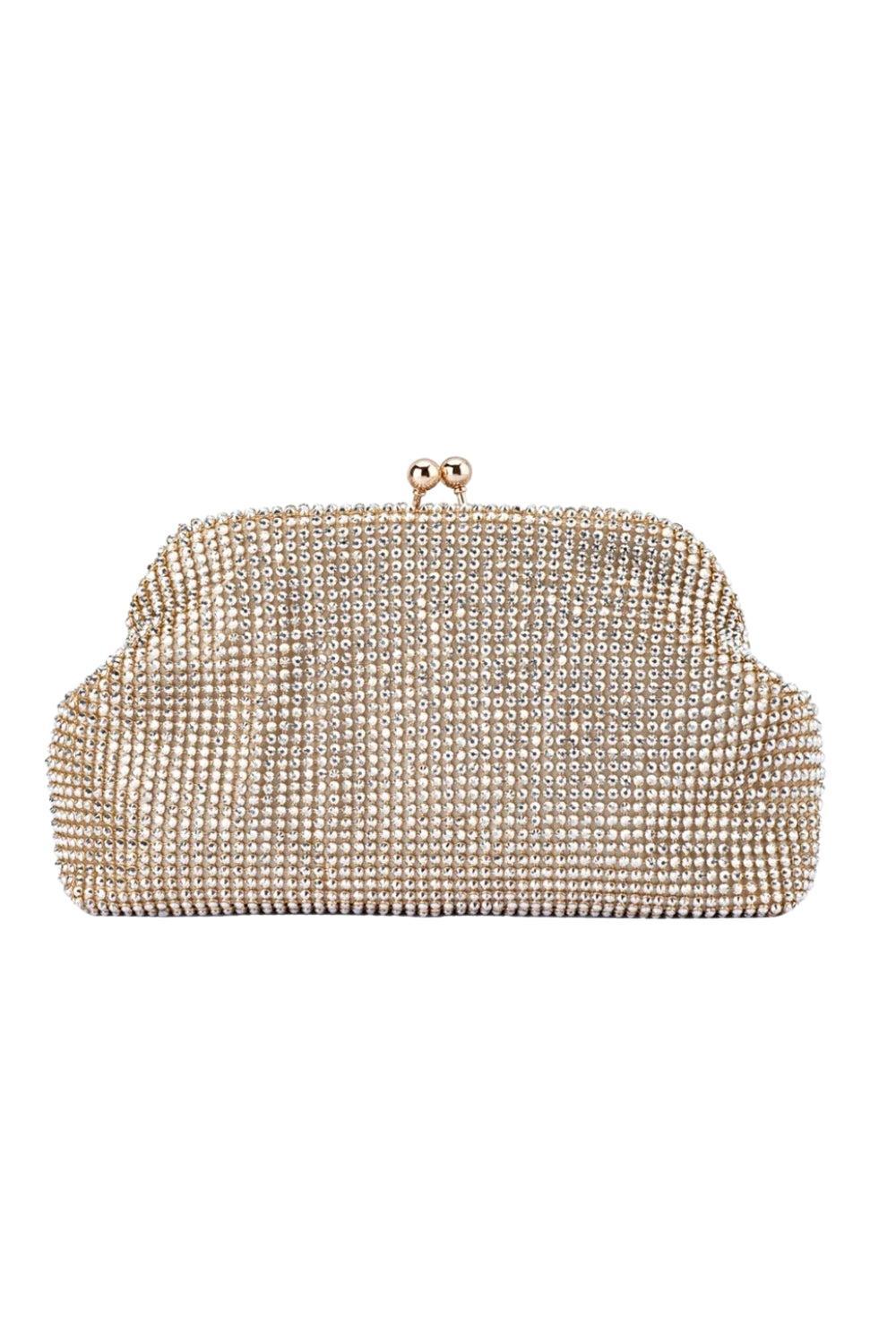 Ela Crystal Mesh Clutch Champagne