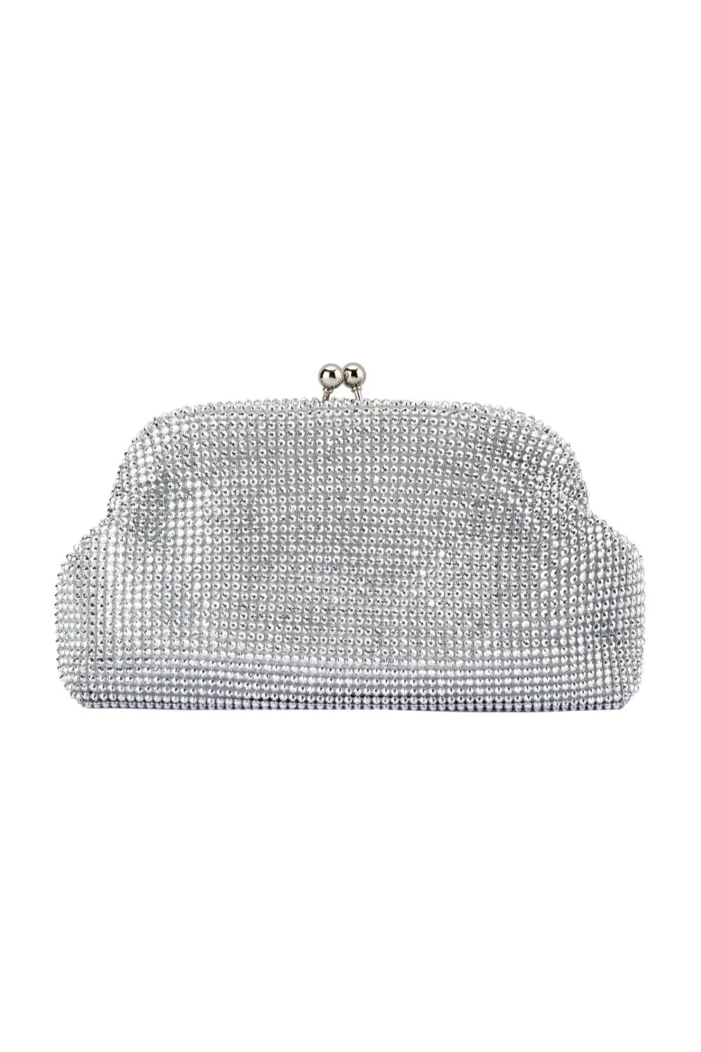 Ela Crystal Mesh Clutch Silver