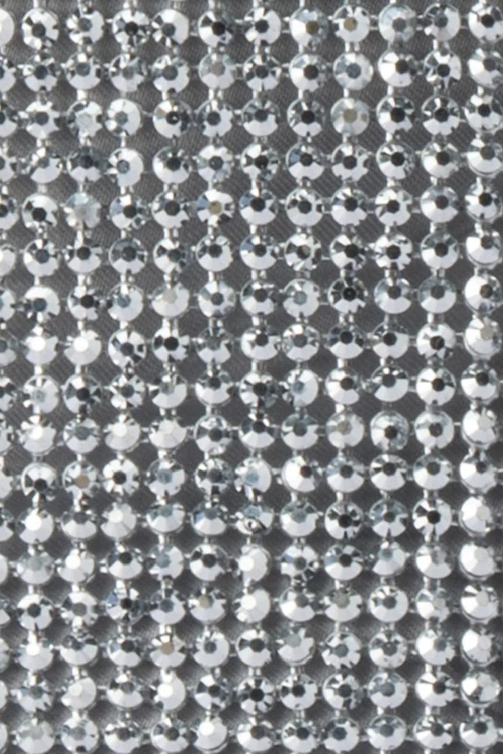 Ellie Crystal Mesh Handle Bag Silver