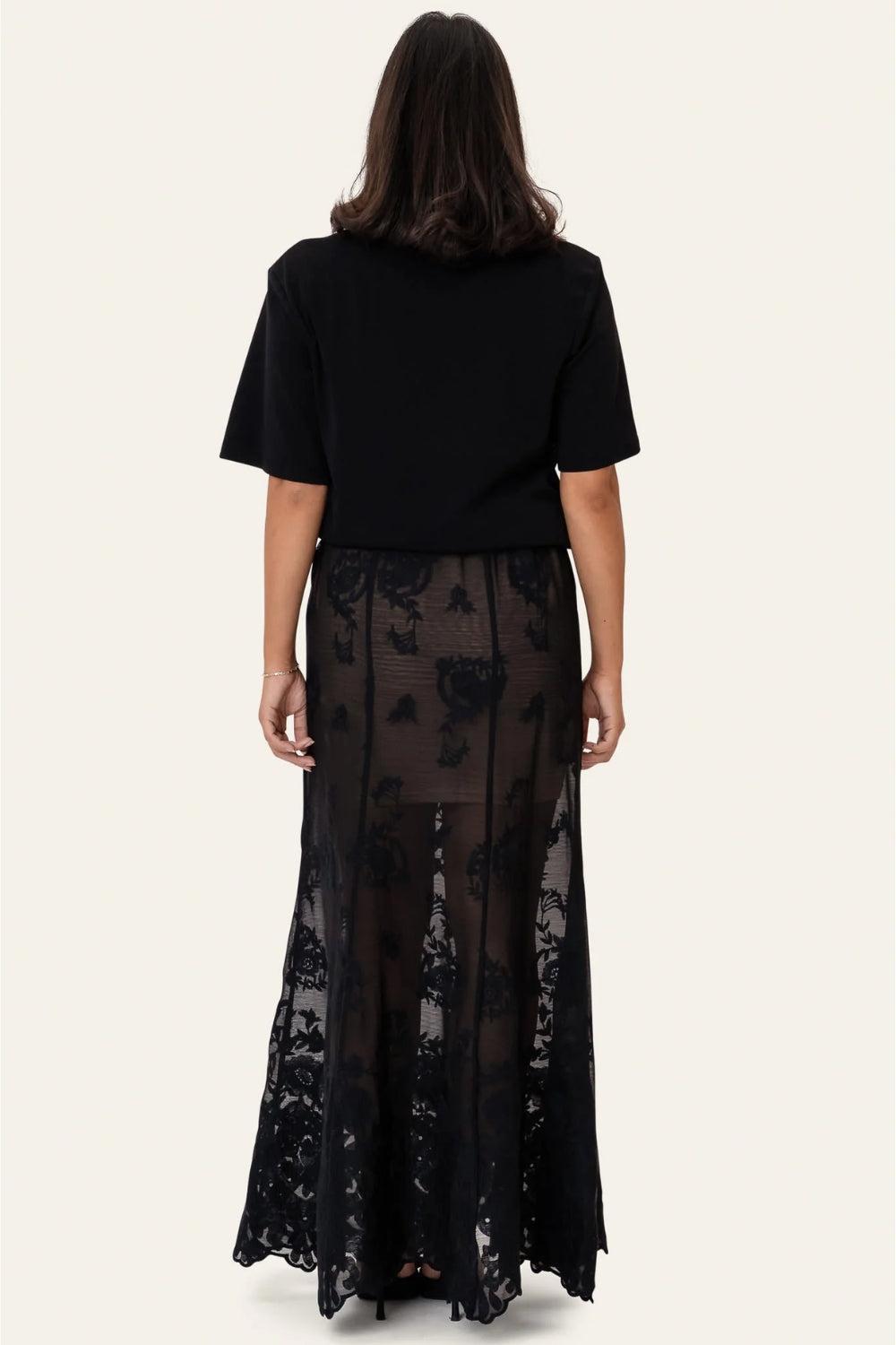 EllinorIC Lace Maxi Skirt Vintage Black