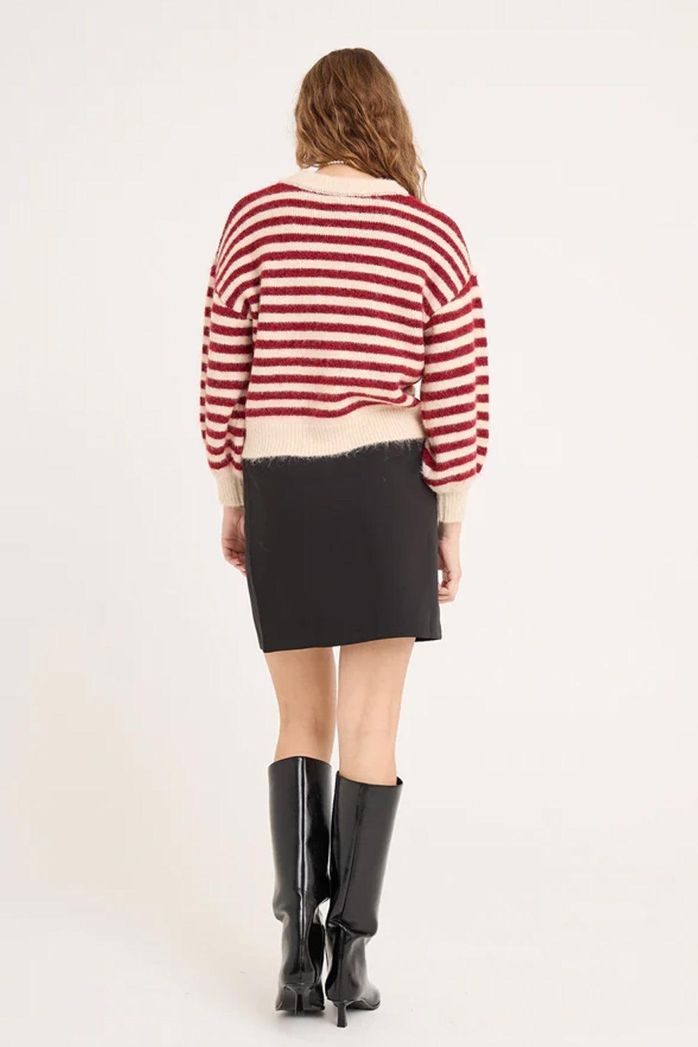 Else Knit Pullover Off white/bordeaux