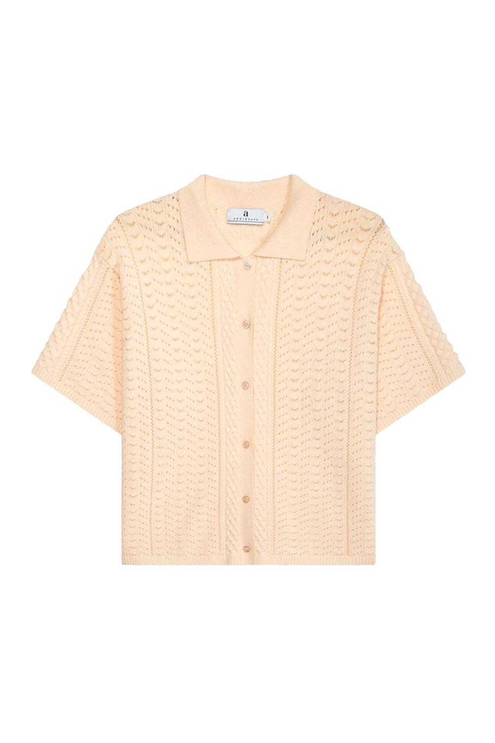 Emilie Mix Knit Shirt Cream
