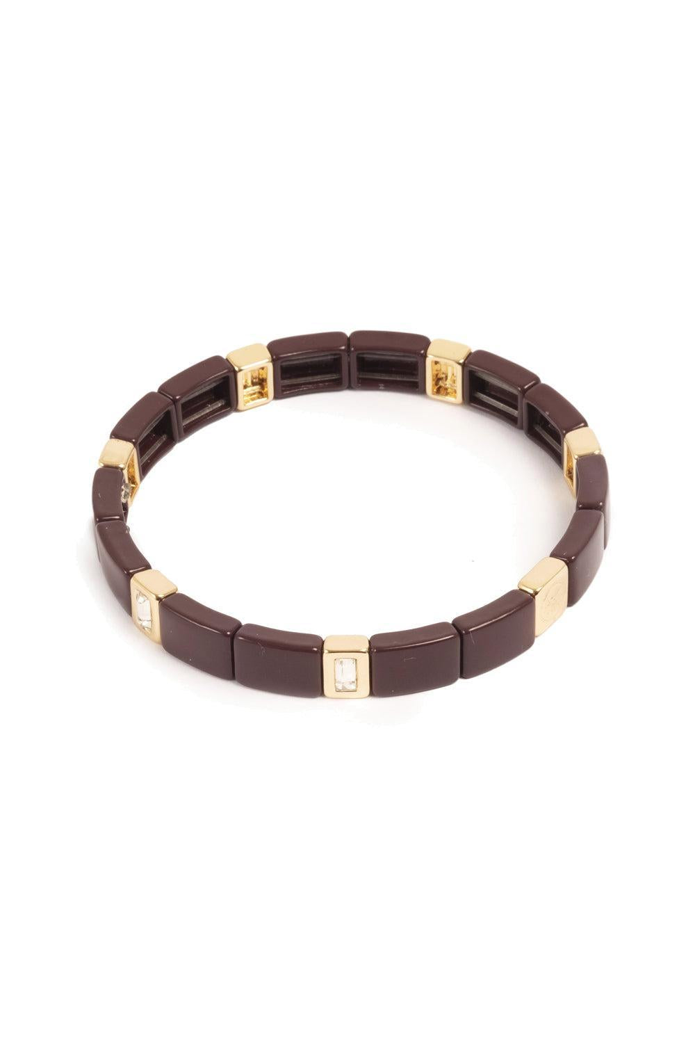 Enamel Tile Burgundy Crystal Bracelet