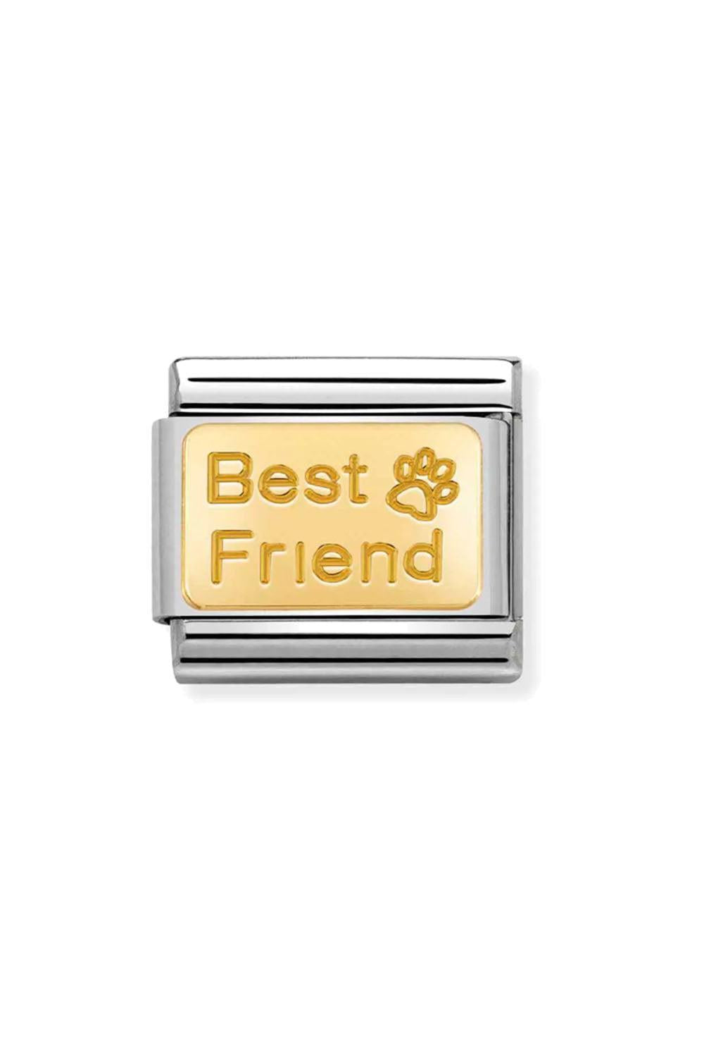 Engraved signs 18k Best Friend with footprints