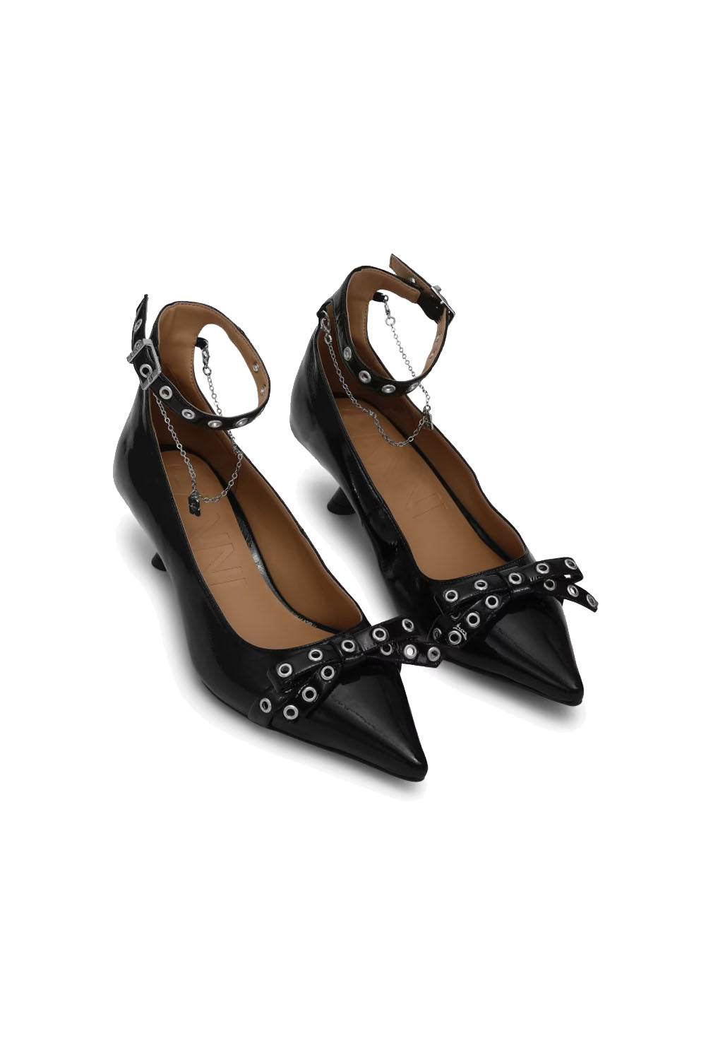 Eyelets Jewel Kitten Heel Pump