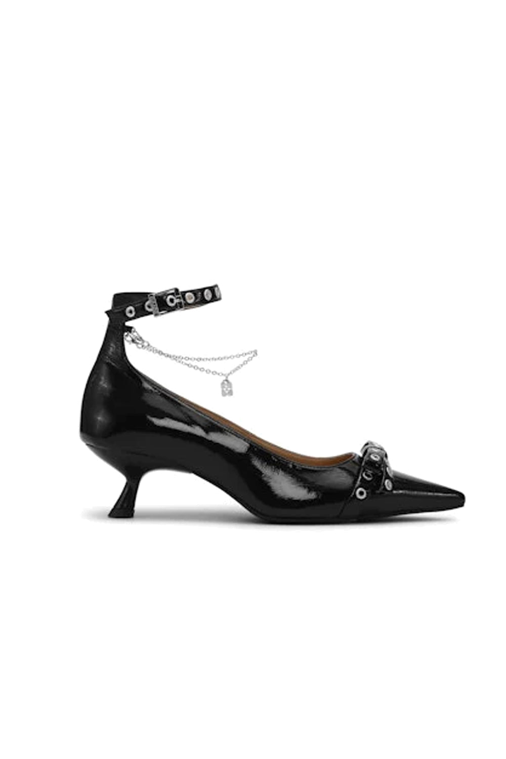 Eyelets Jewel Kitten Heel Pump