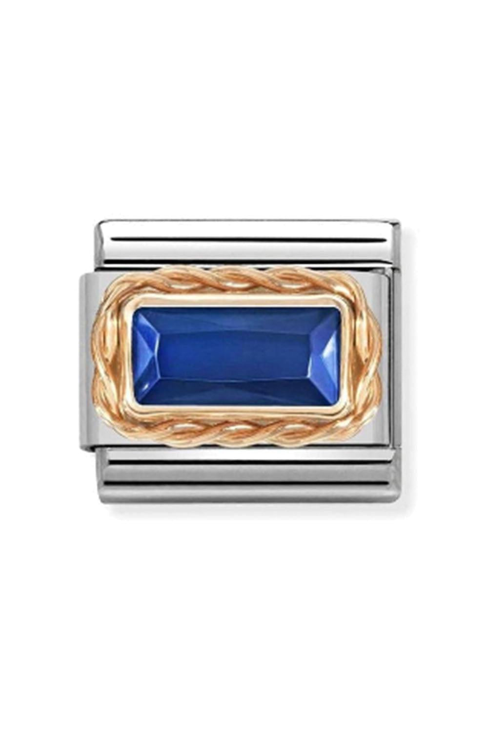 FACETED BAGUETTE RICH SETTING 9k rose gold and CZ Blue