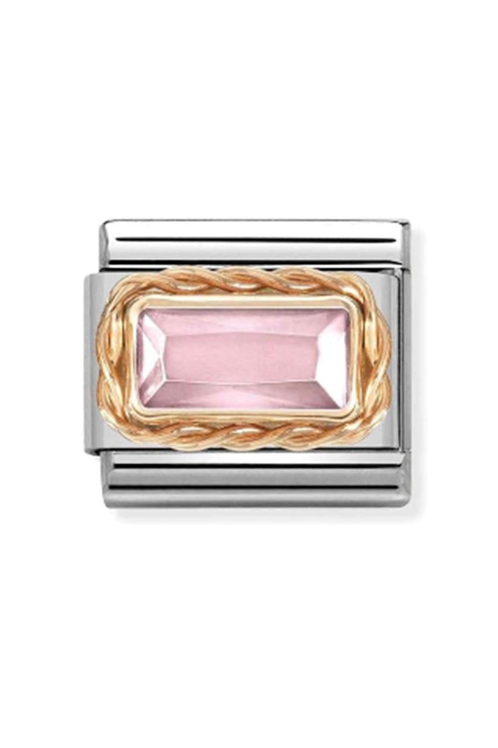 FACETED BAGUETTE RICH SETTING 9k rose gold and CZ Pink