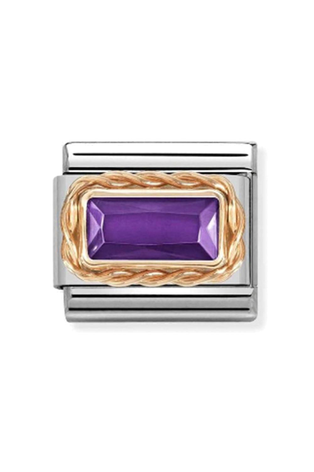 FACETED BAGUETTE RICH SETTING 9k rose gold and CZ Purple
