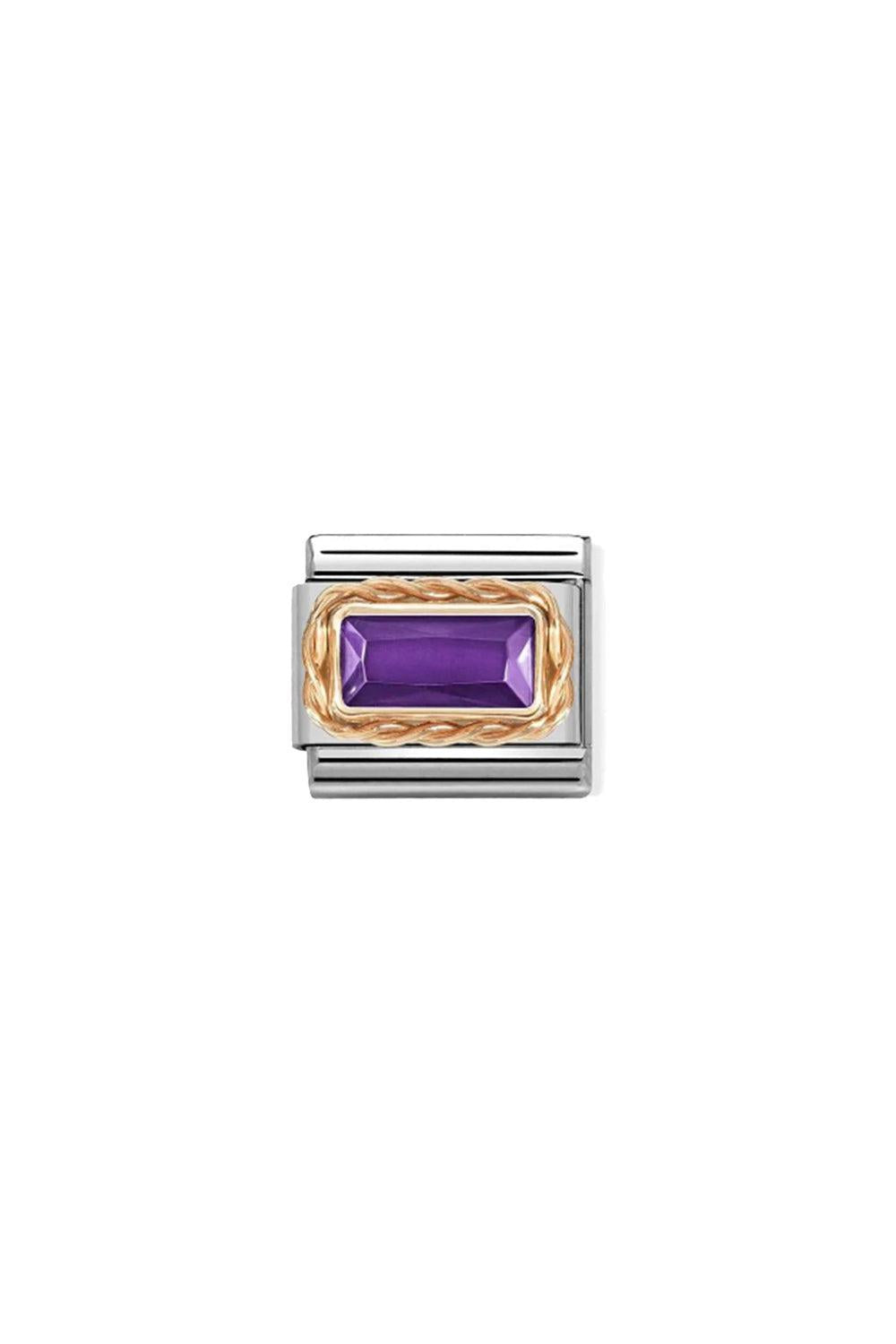 FACETED BAGUETTE RICH SETTING 9k rose gold and CZ Purple